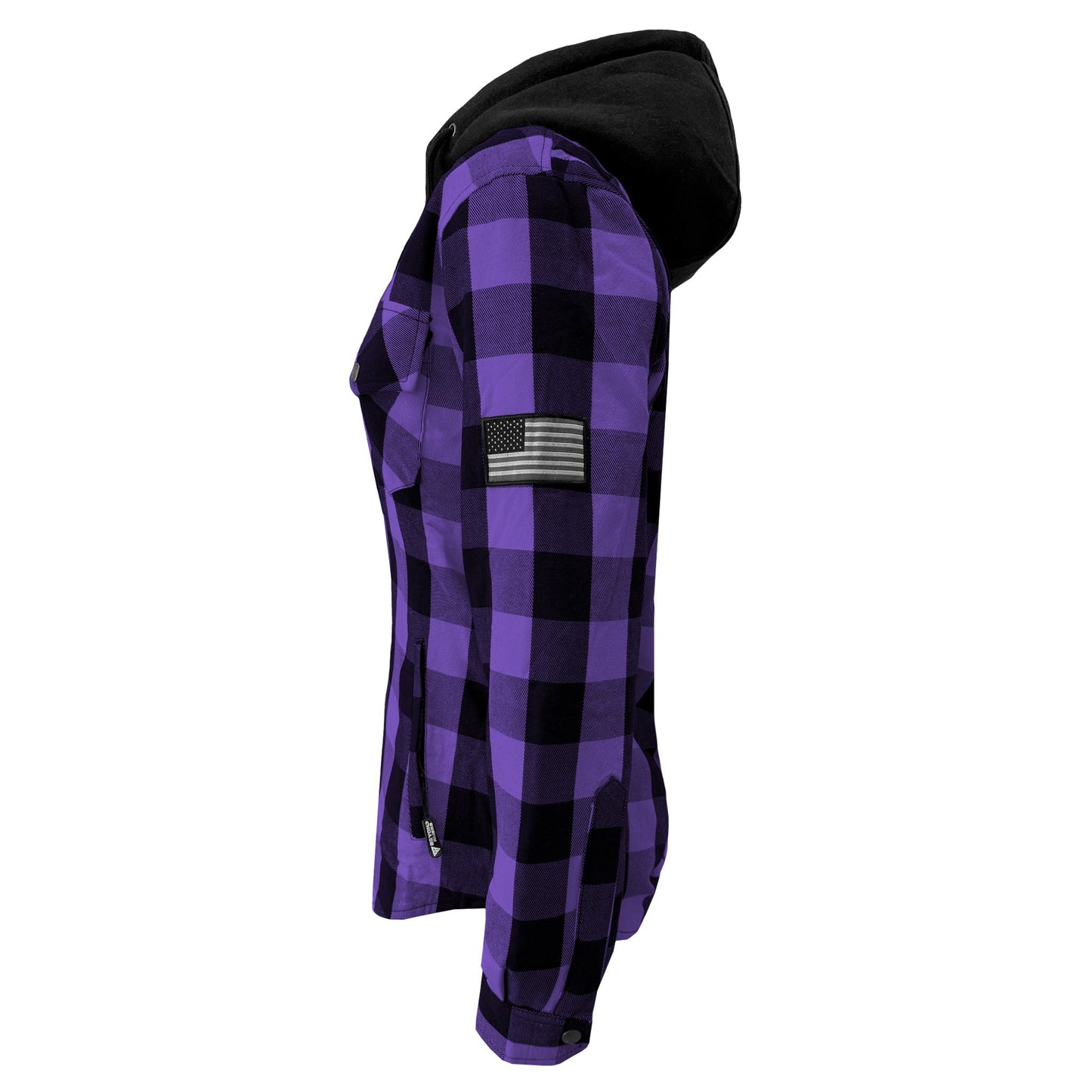 Protective Flannel Hoodie for Women - Purple and Black Checkered