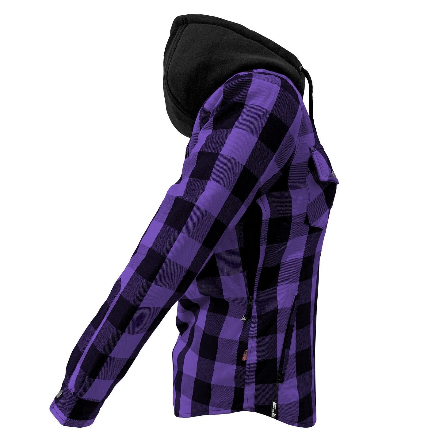 Protective Flannel Hoodie for Women - Purple and Black Checkered