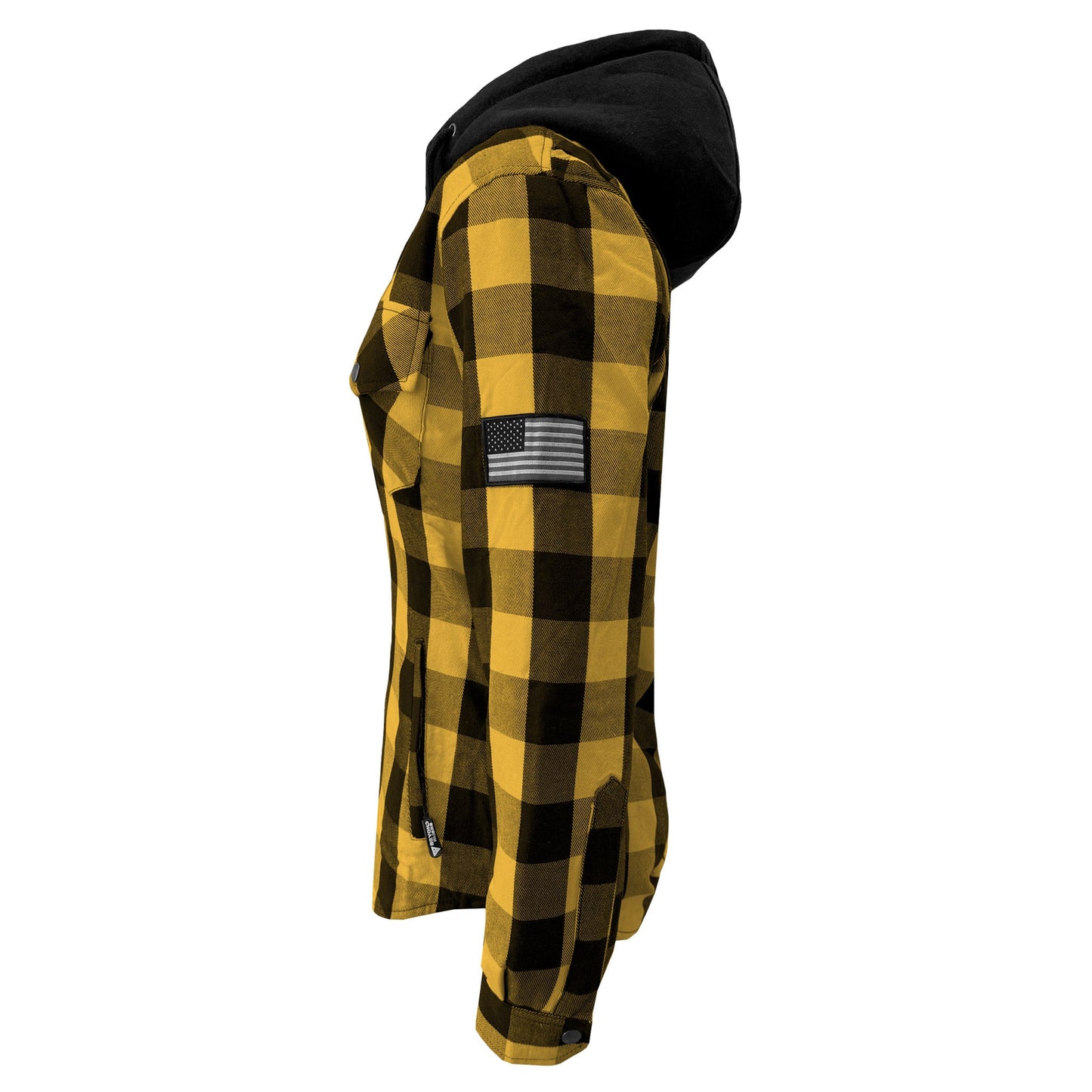 Protective Flannel Hoodie for Women - Yellow and Black Checkered
