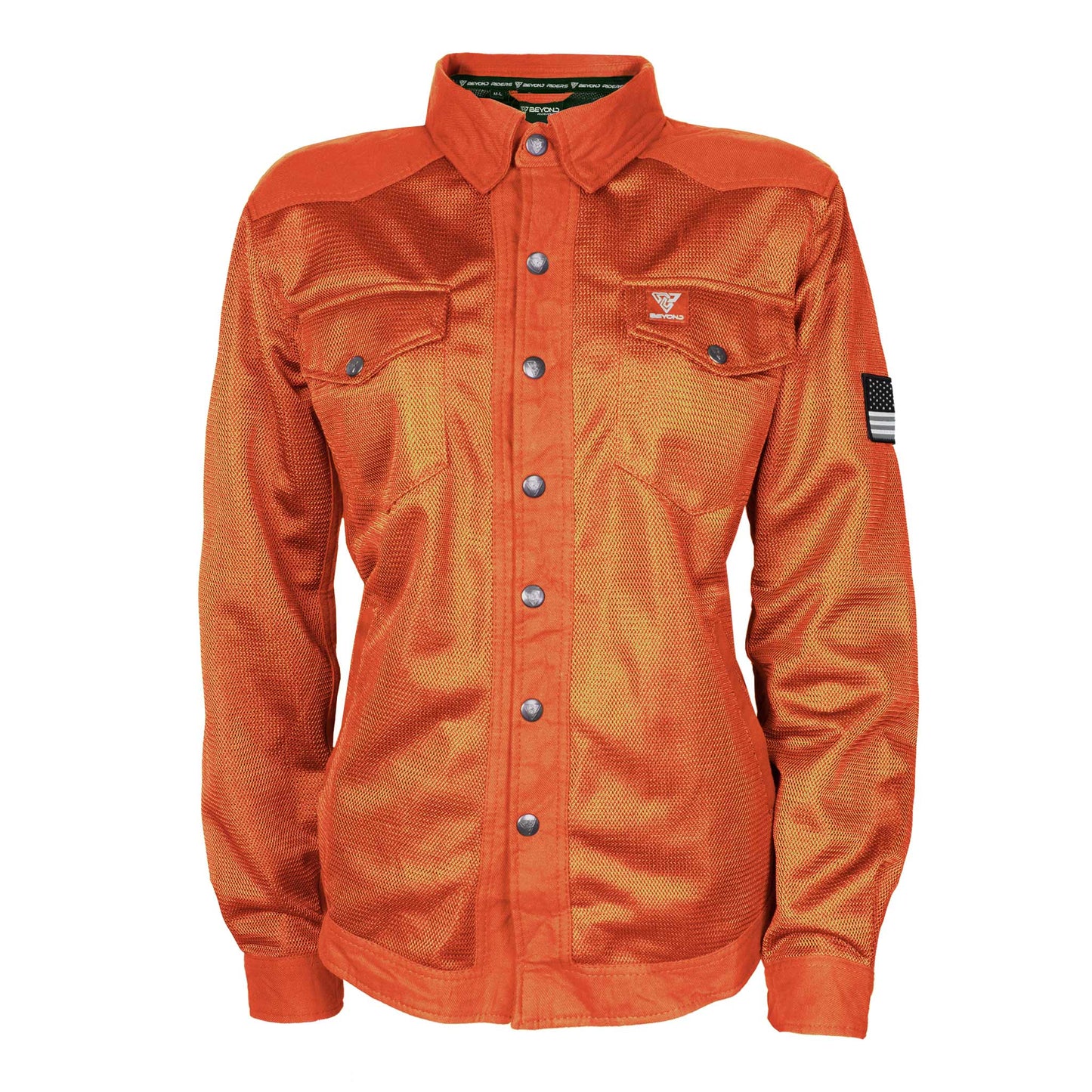 Protective Summer Mesh Shirt for Women - Orange Solid with Pads