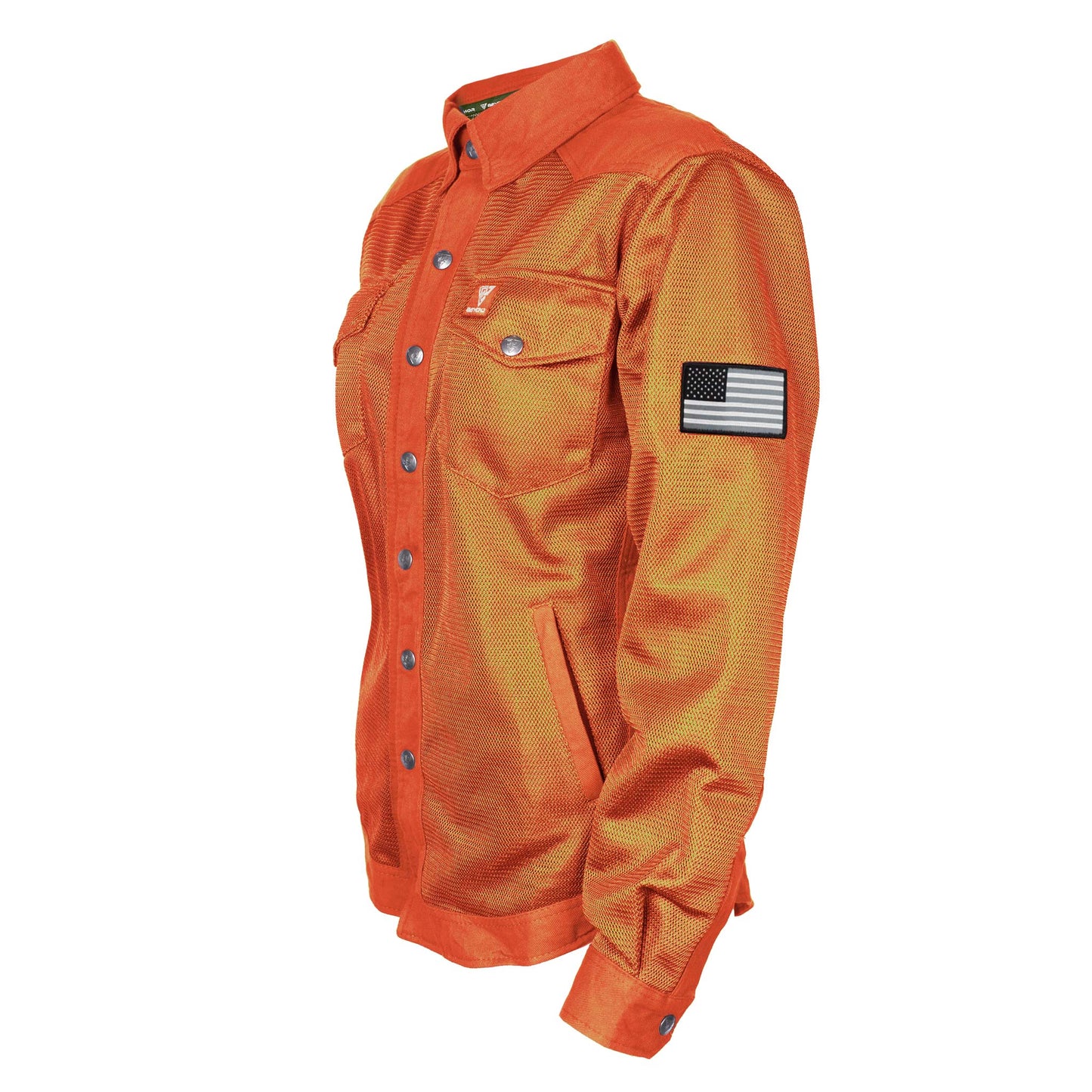 Protective Summer Mesh Shirt for Women - Orange Solid with Pads