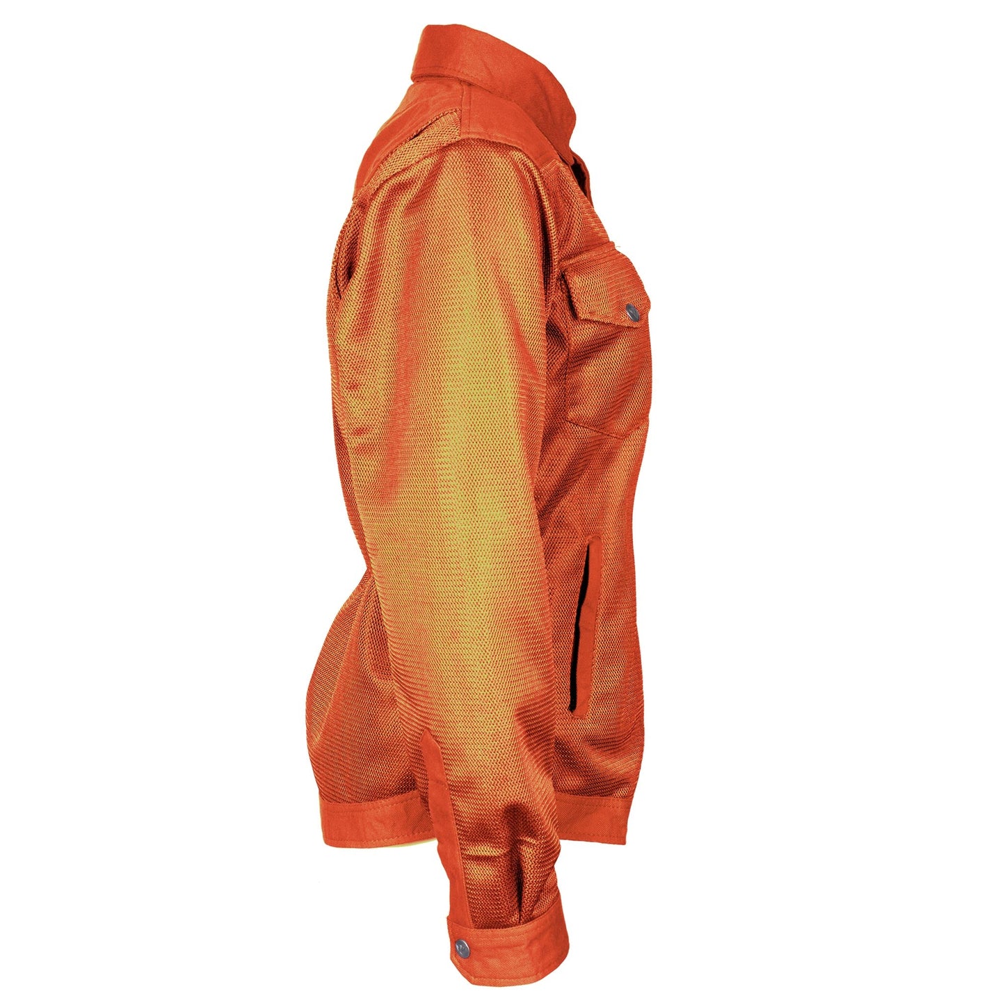 Protective Summer Mesh Shirt for Women - Orange Solid with Pads