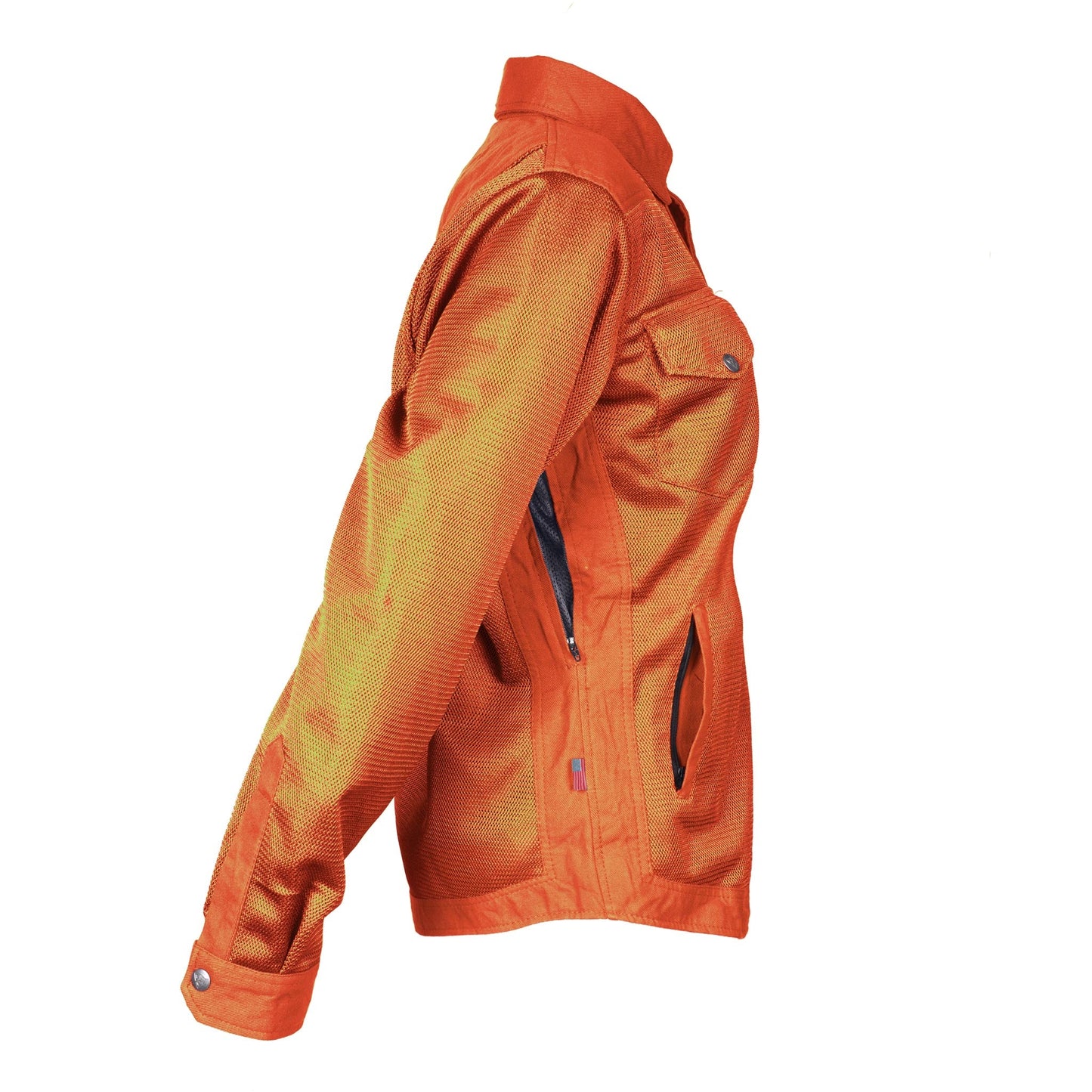 Protective Summer Mesh Shirt for Women - Orange Solid with Pads