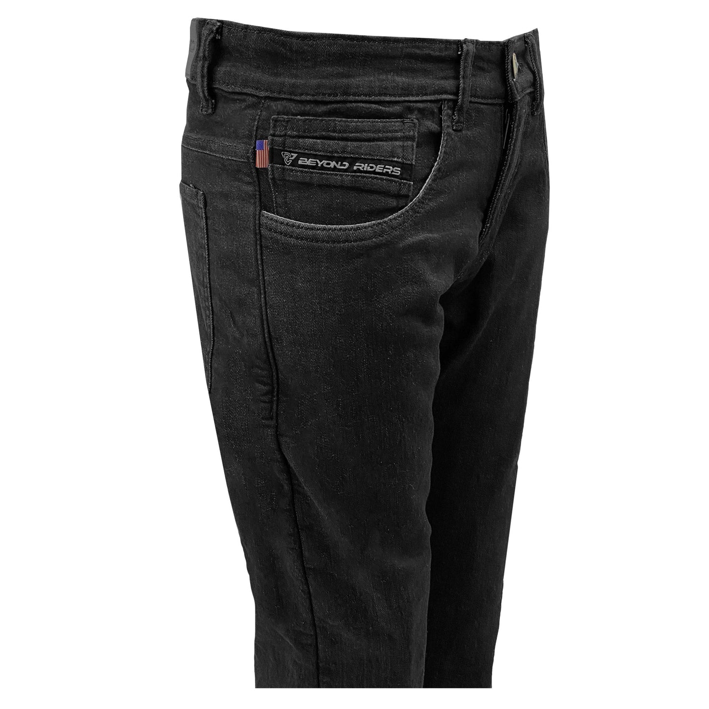 Straight Leg Protective Denim Pants (Jeans) for Women - Black