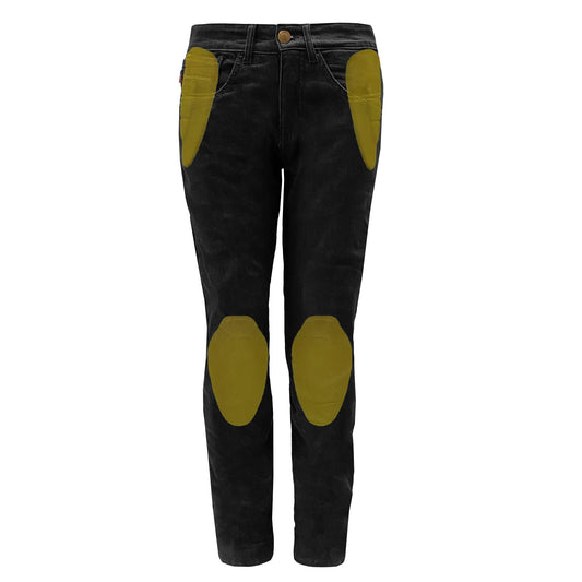 Straight Leg Protective Denim Pants (Jeans) for Women - Black