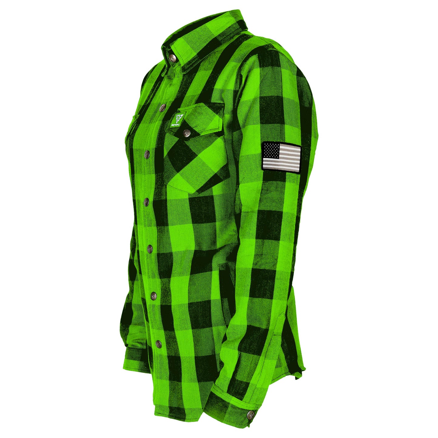 Protective Flannel Shirt for Women - Green Checkered