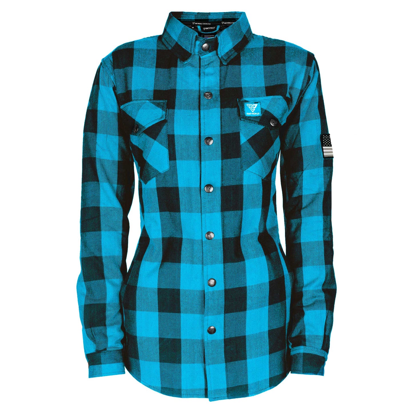 Protective Flannel Shirt for Women - Aqua Blue Checkered