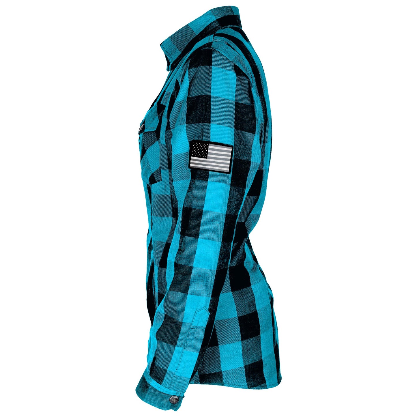 Protective Flannel Shirt for Women - Aqua Blue Checkered