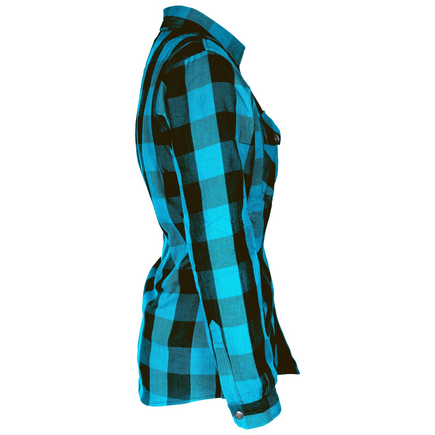 Protective Flannel Shirt for Women - Aqua Blue Checkered