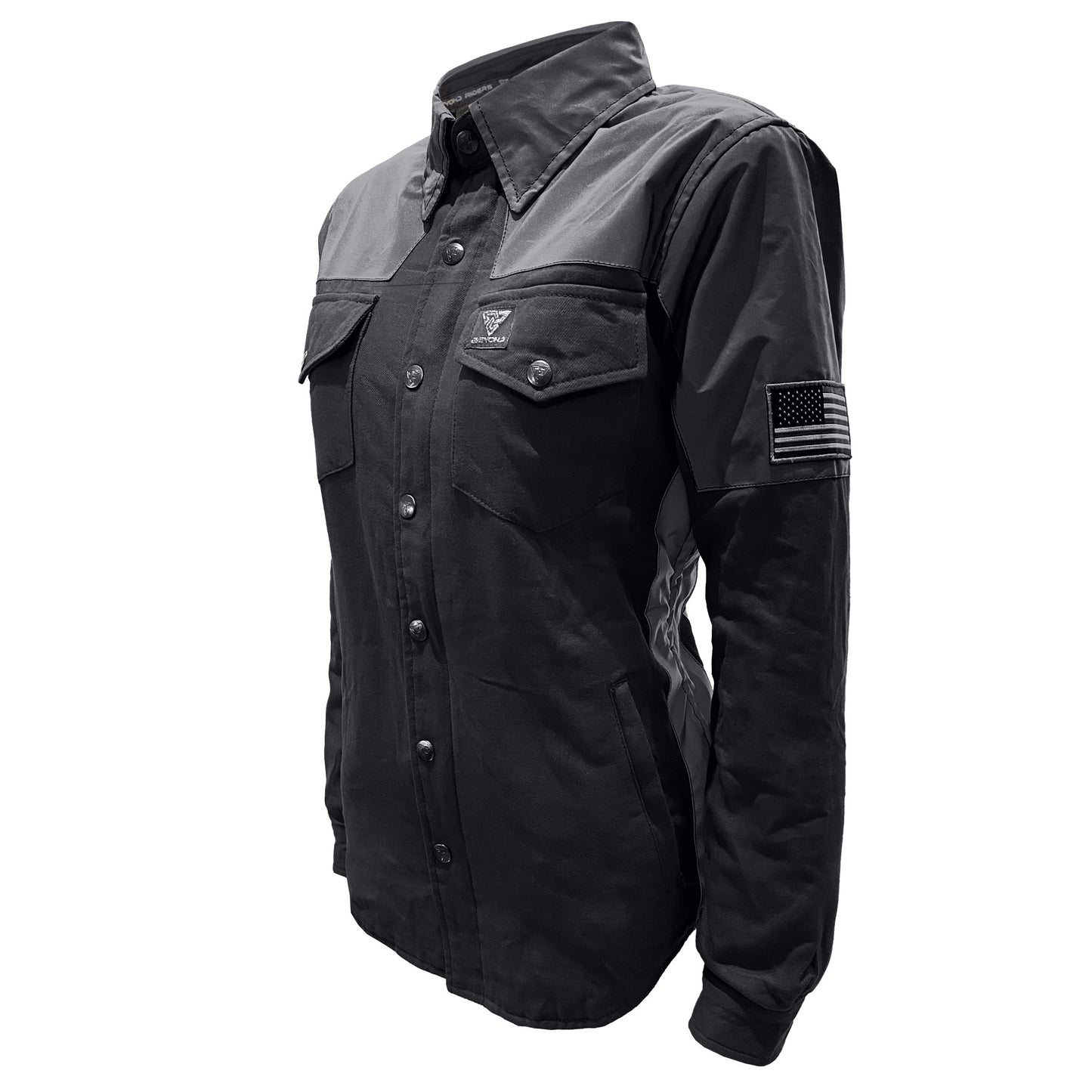 Flannel Reflective Shirt "Nightfall Nebula" for Women - Black with Pads