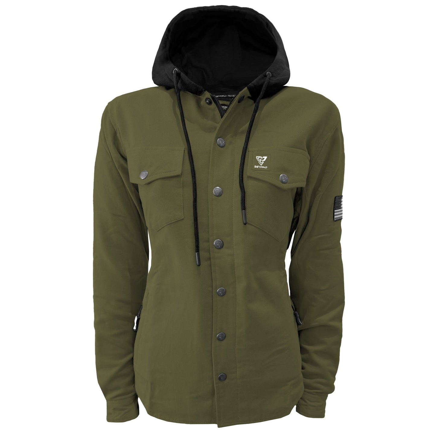 Protective Flannel Hoodie For Women - Army Green Solid