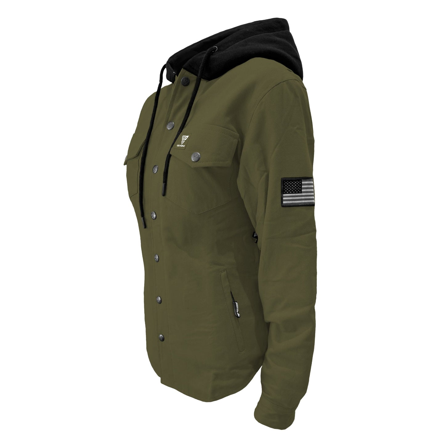 Protective Flannel Hoodie For Women - Army Green Solid