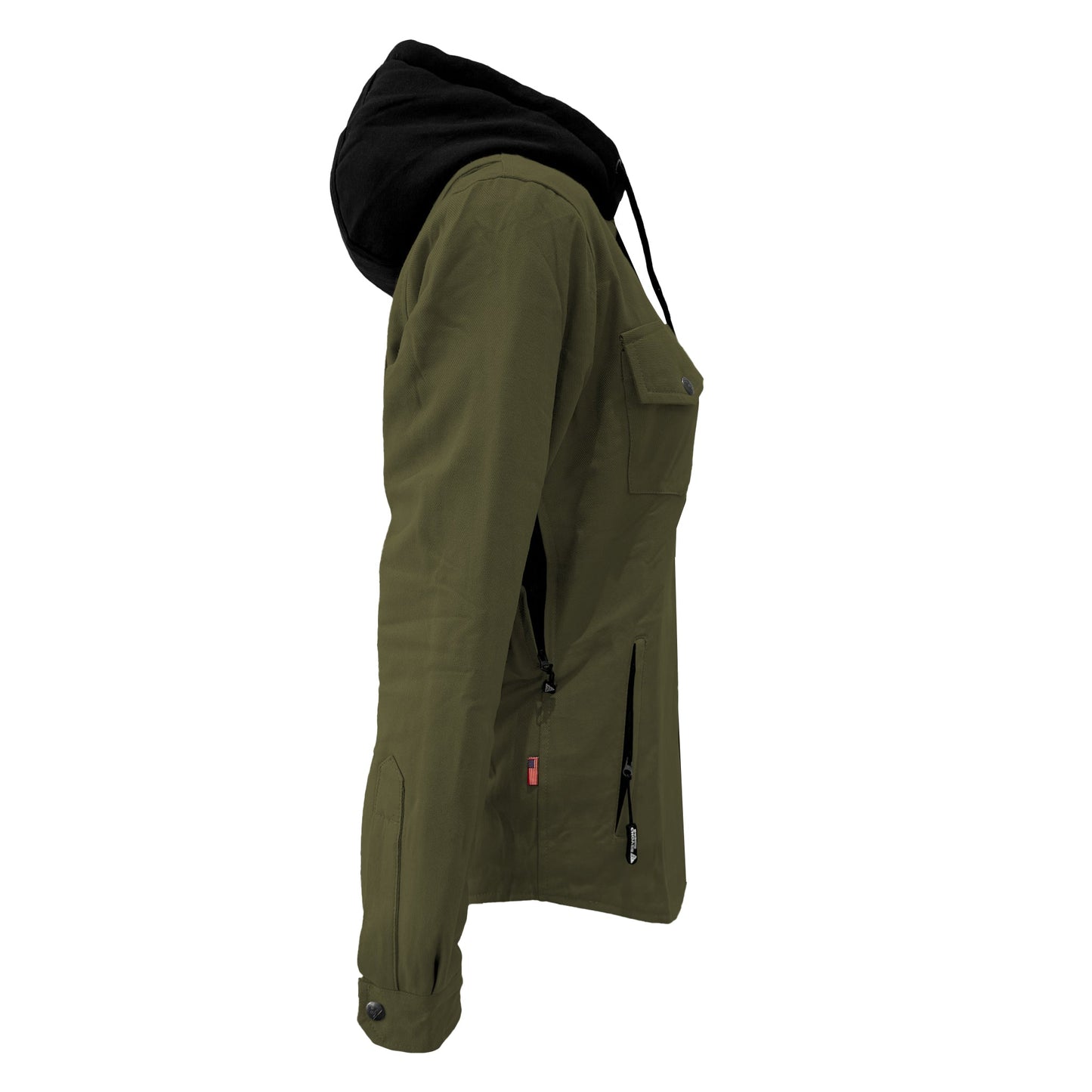 Protective Flannel Hoodie For Women - Army Green Solid