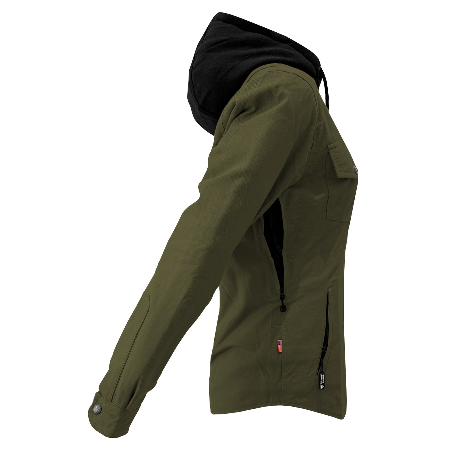 Protective Flannel Hoodie For Women - Army Green Solid