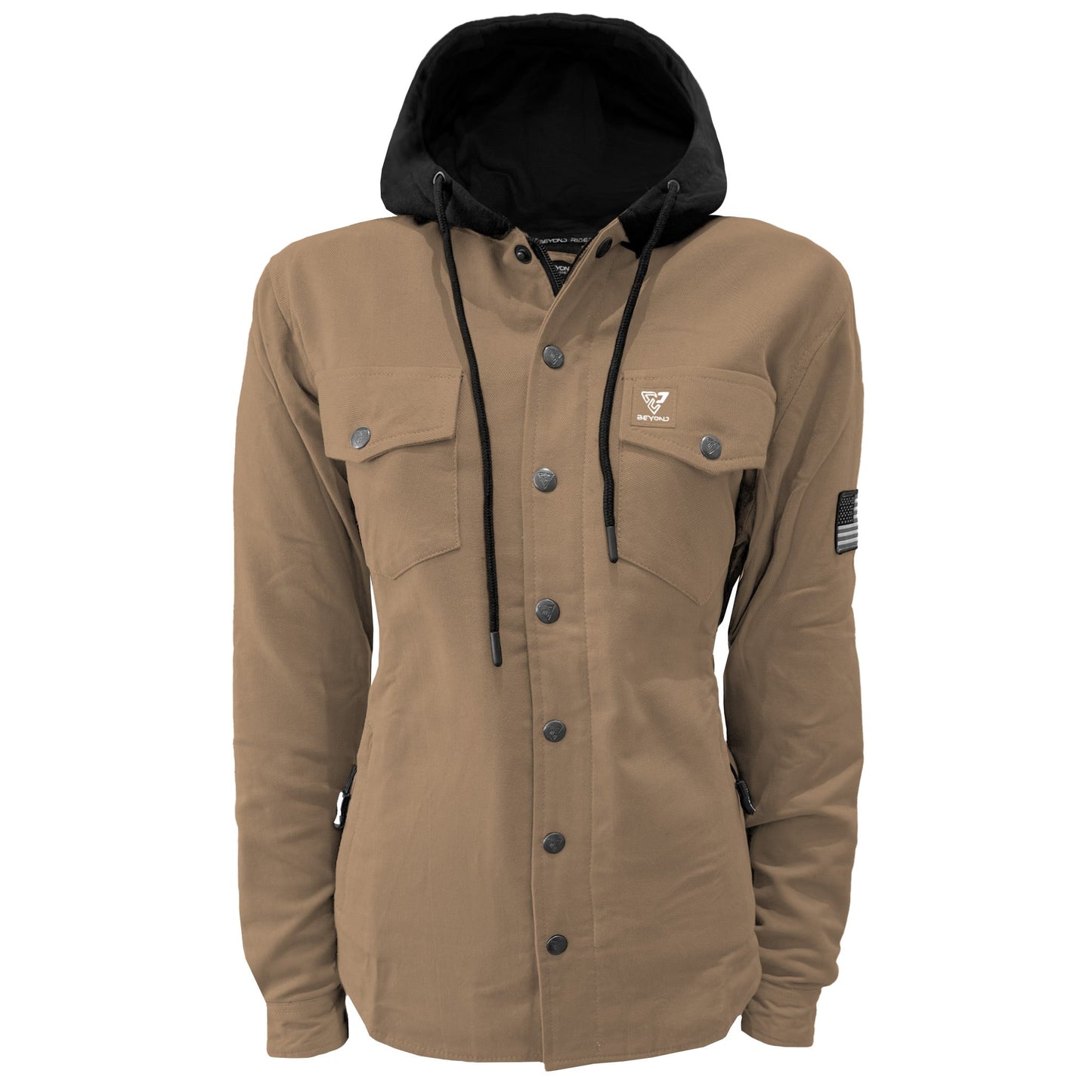 Protective Flannel Hoodie For Women - Camel Solid
