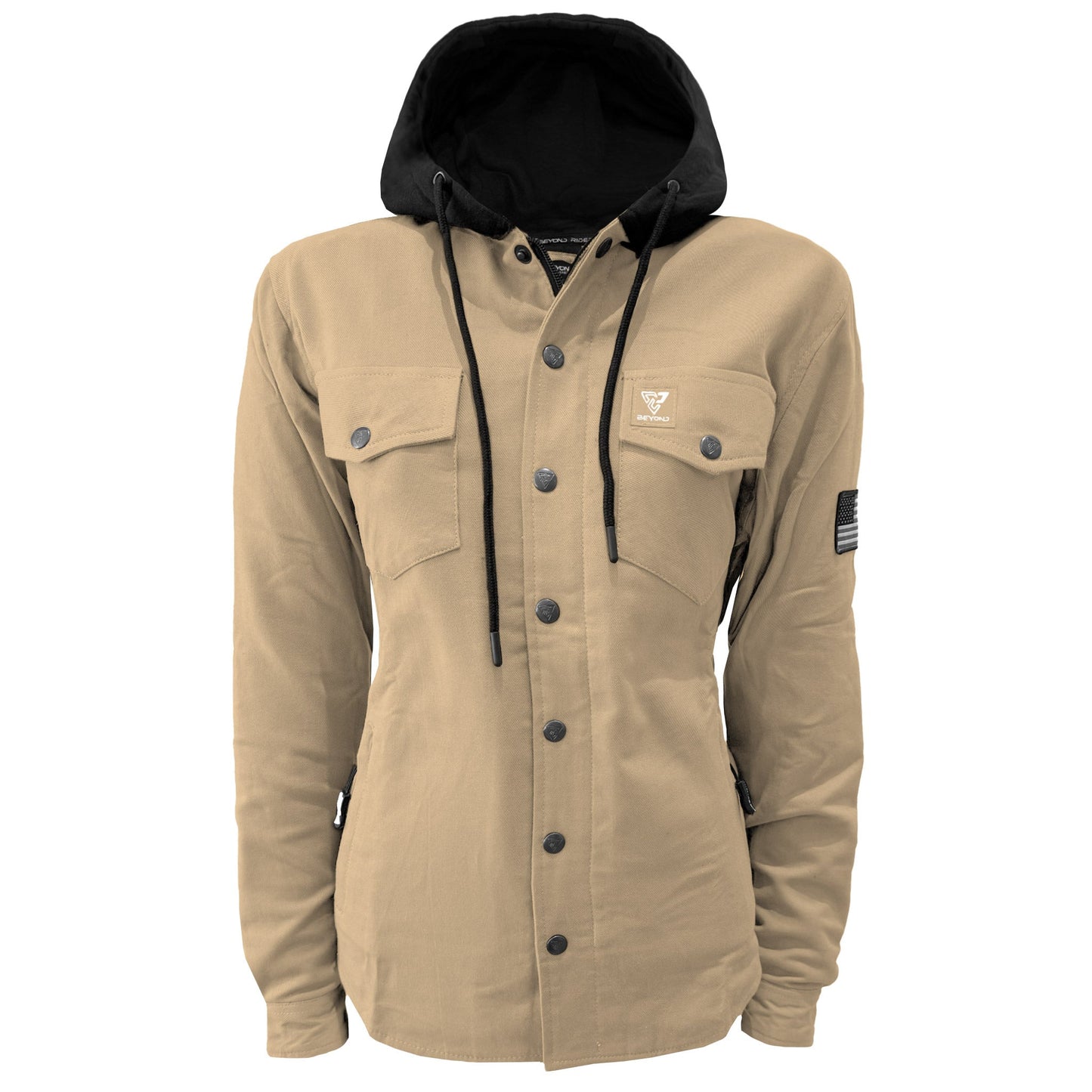 Protective Flannel Hoodie For Women - Khaki Solid