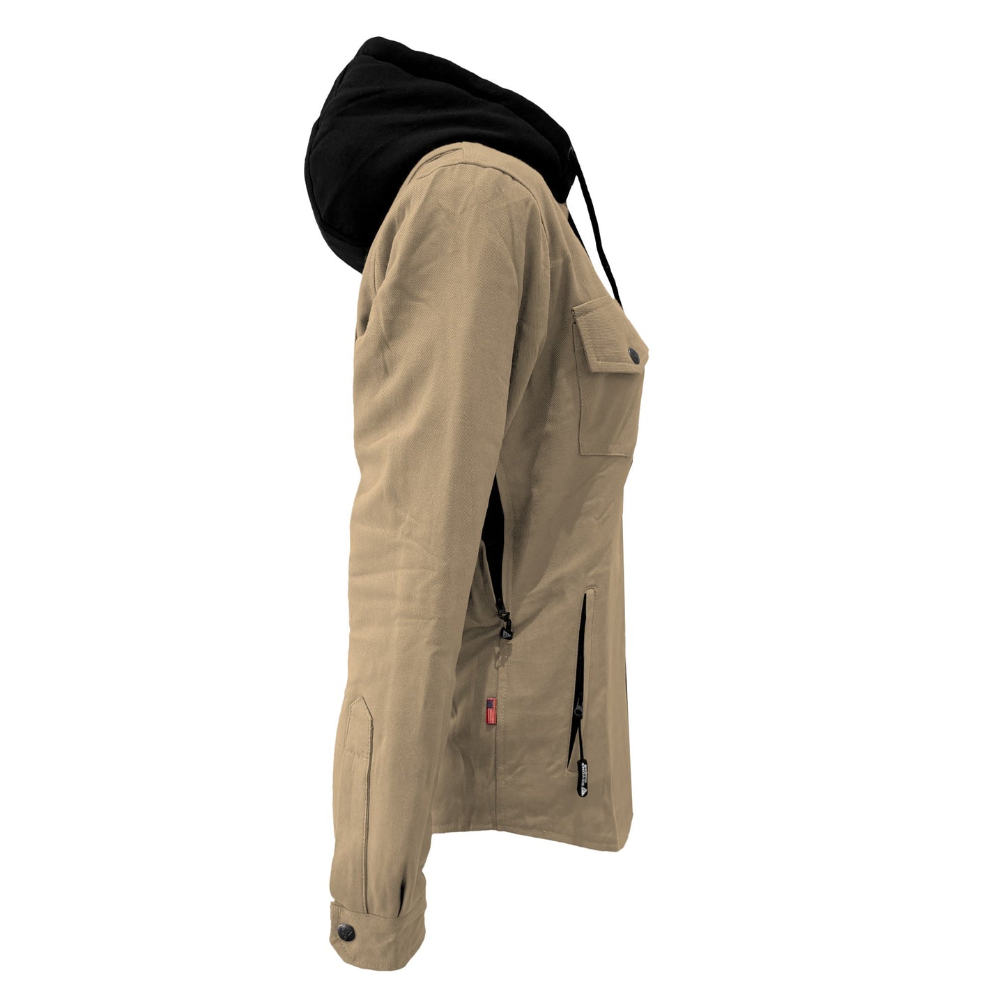 Protective Flannel Hoodie For Women - Khaki Solid