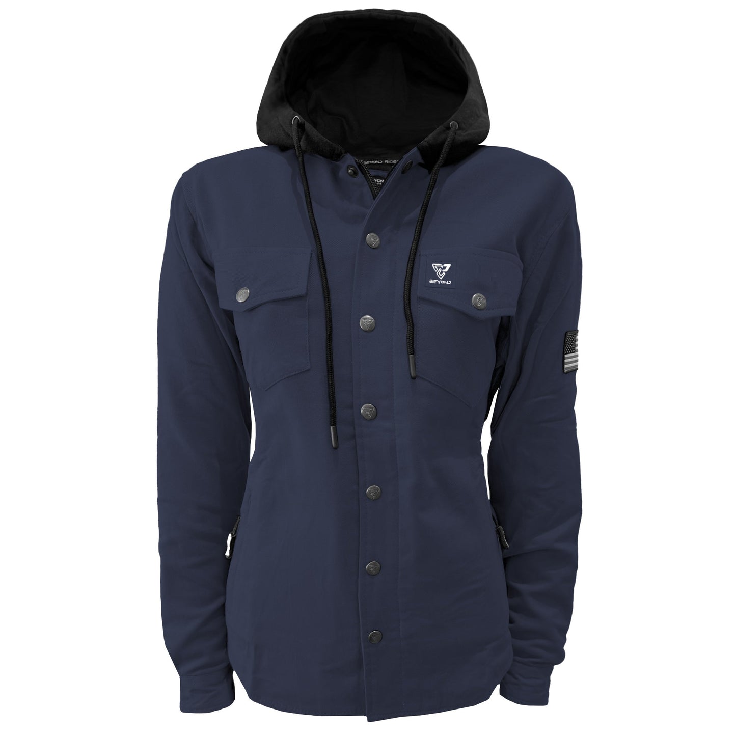 Protective Flannel Hoodie For Women - Navy Blue Solid