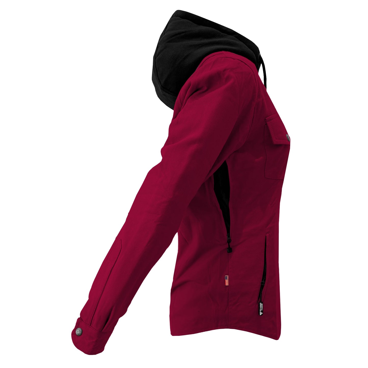 Protective Flannel Hoodie For Women - Red Maroon Solid