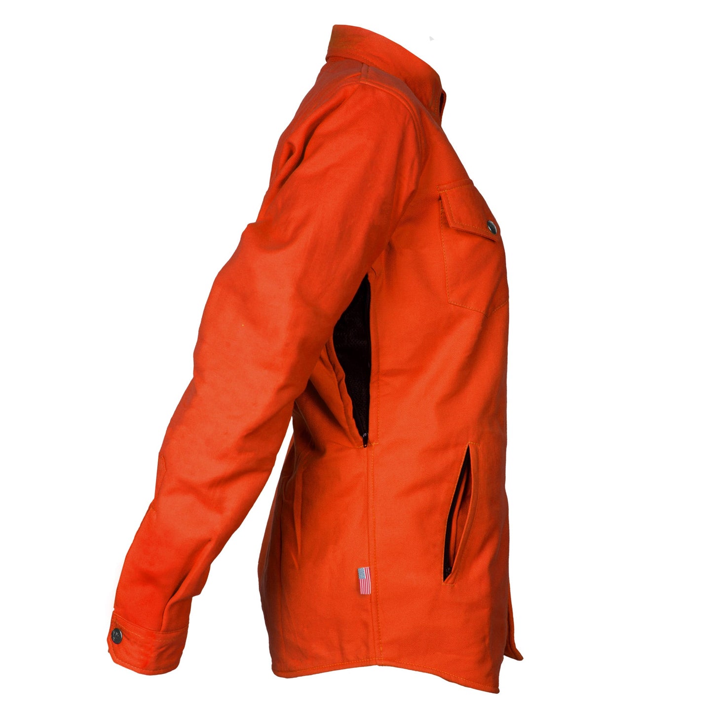 Protective Flannel Shirt for Women - Orange Solid with Pads