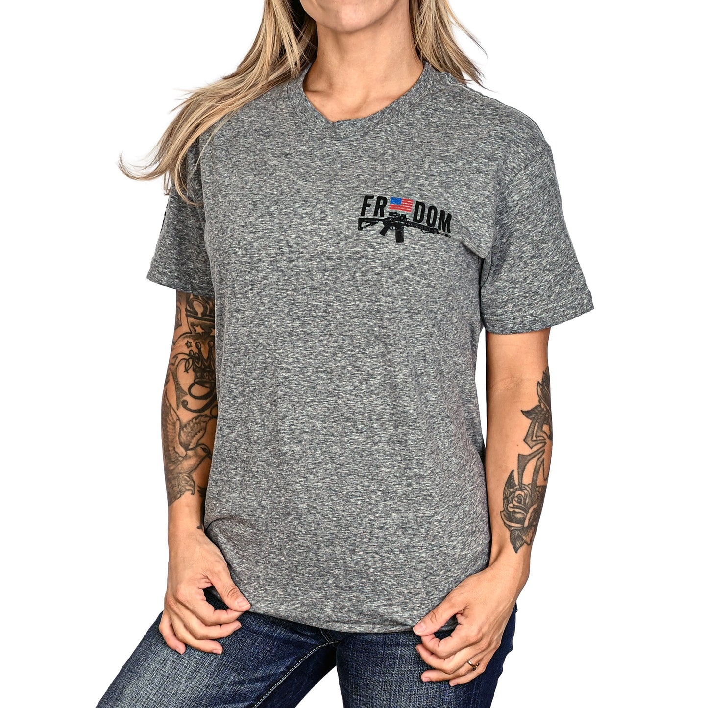 Women's Freedom Stick Patriotic 2A Boyfriend Fit T-Shirt