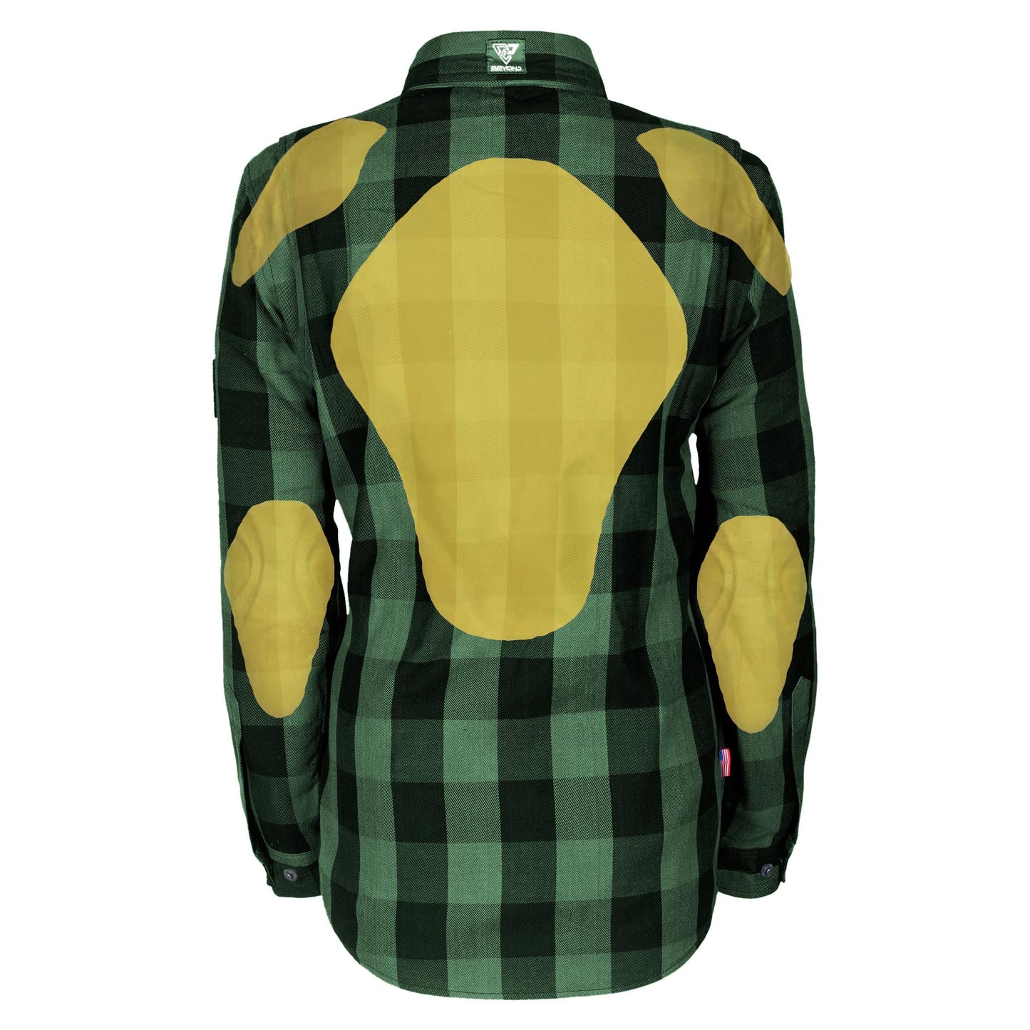 Protective Flannel Shirt for Women - Dark Green Checkered with Pads