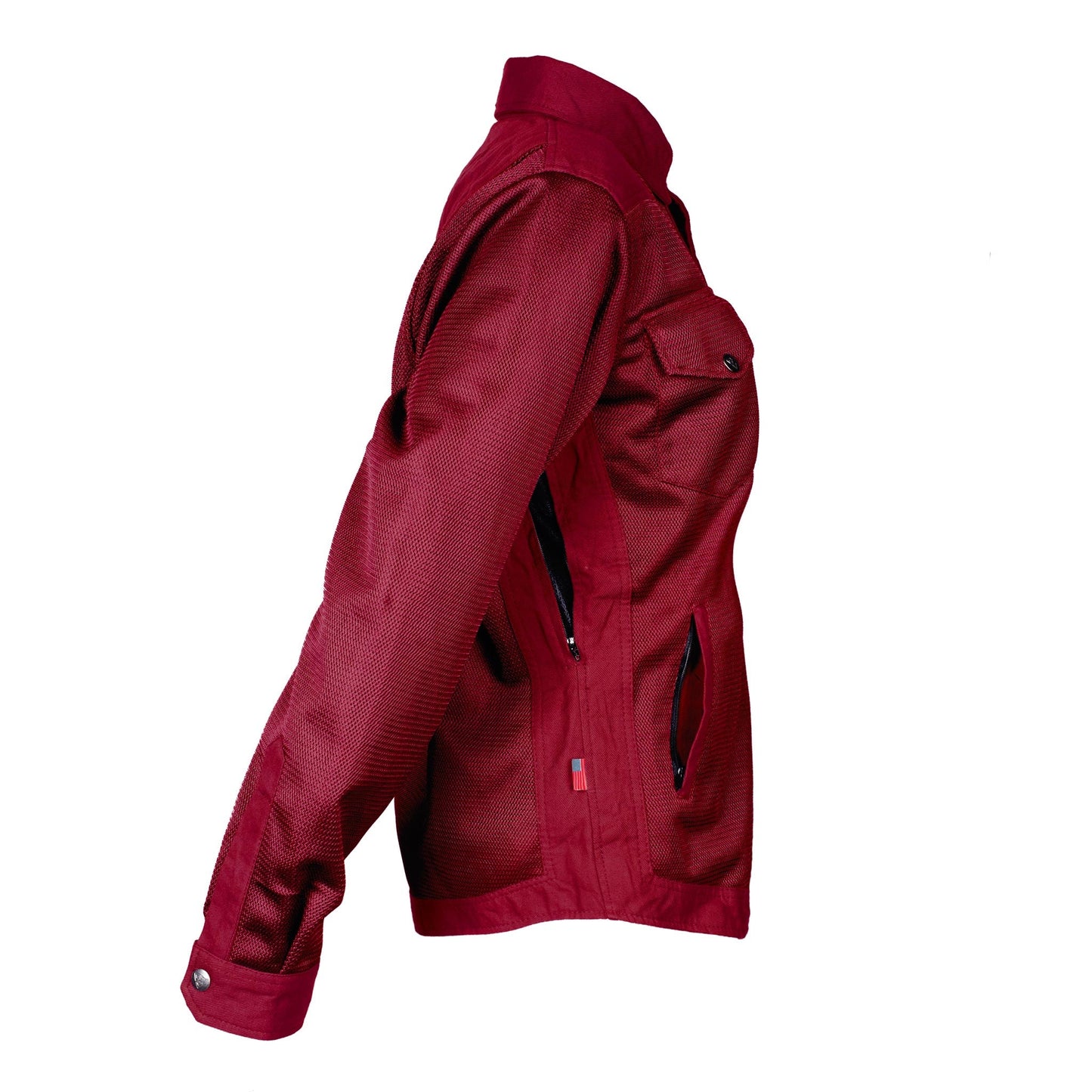 Protective Summer Mesh Shirt for Women - Red Maroon Solid with Pads