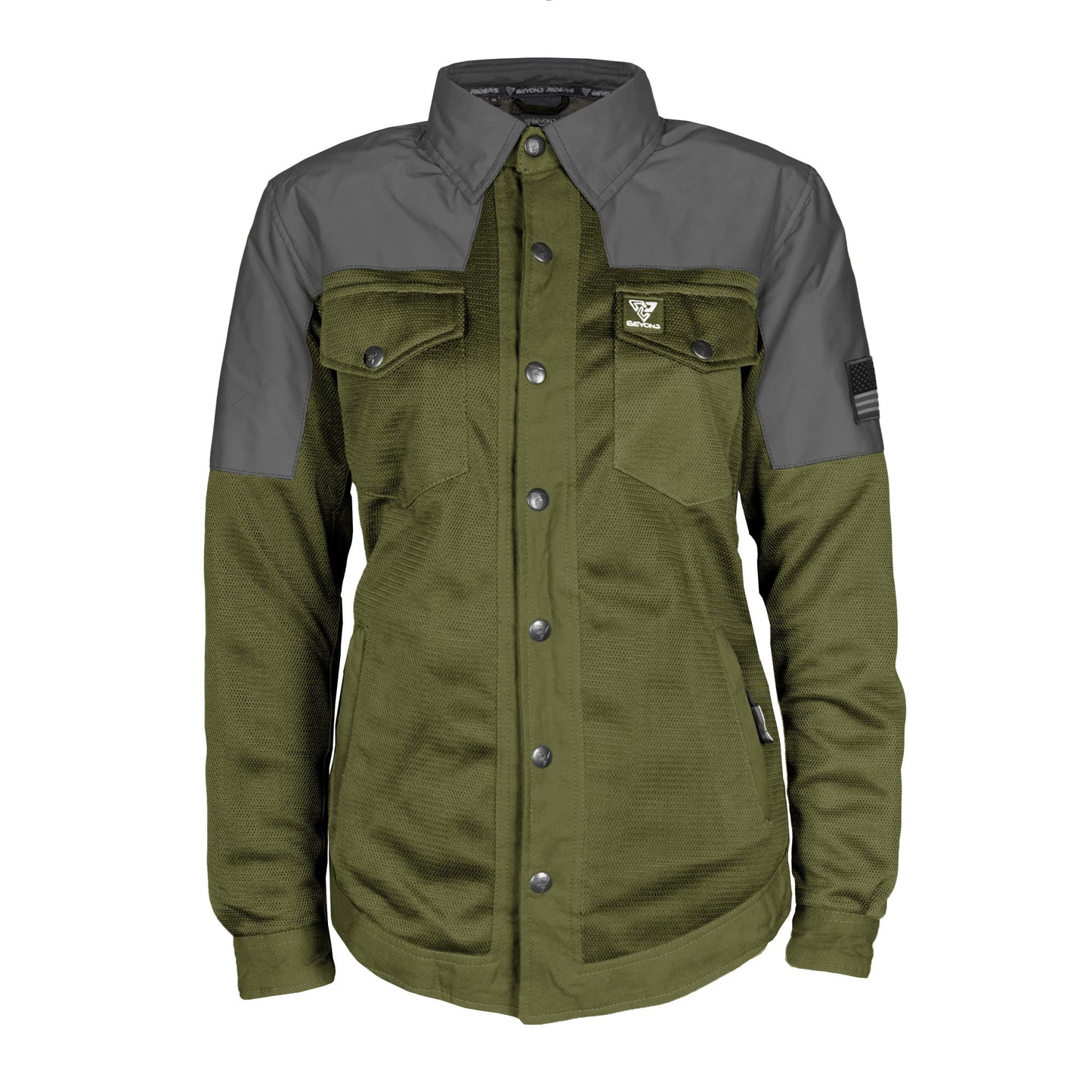 Summer Mesh Reflective Shirt Army Green Nebula for Women