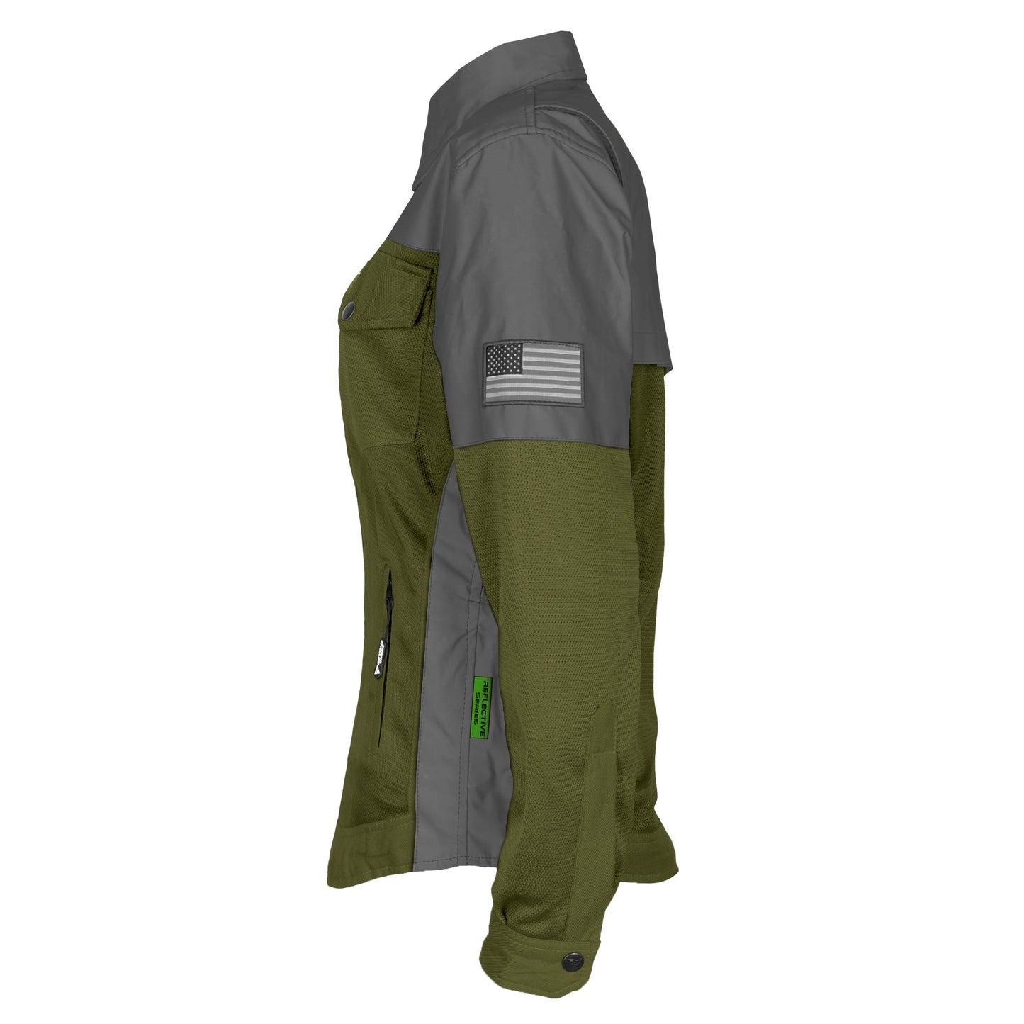 Summer Mesh Reflective Shirt Army Green Nebula for Women