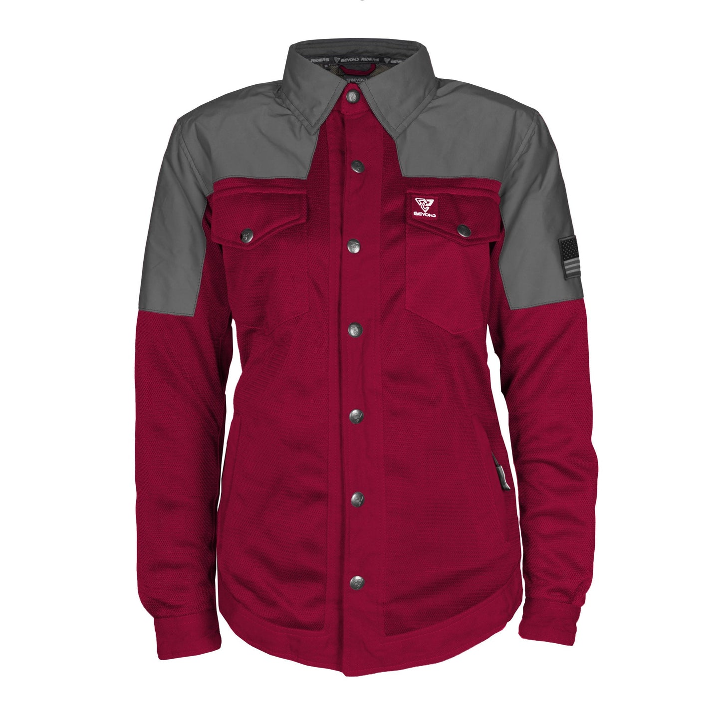 Summer Mesh Reflective Shirt Red Maroon Nebula for Women