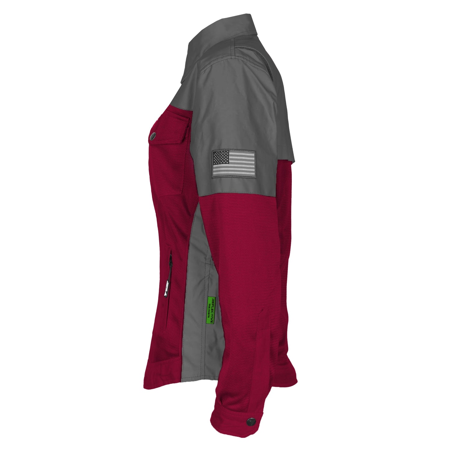 Summer Mesh Reflective Shirt Red Maroon Nebula for Women