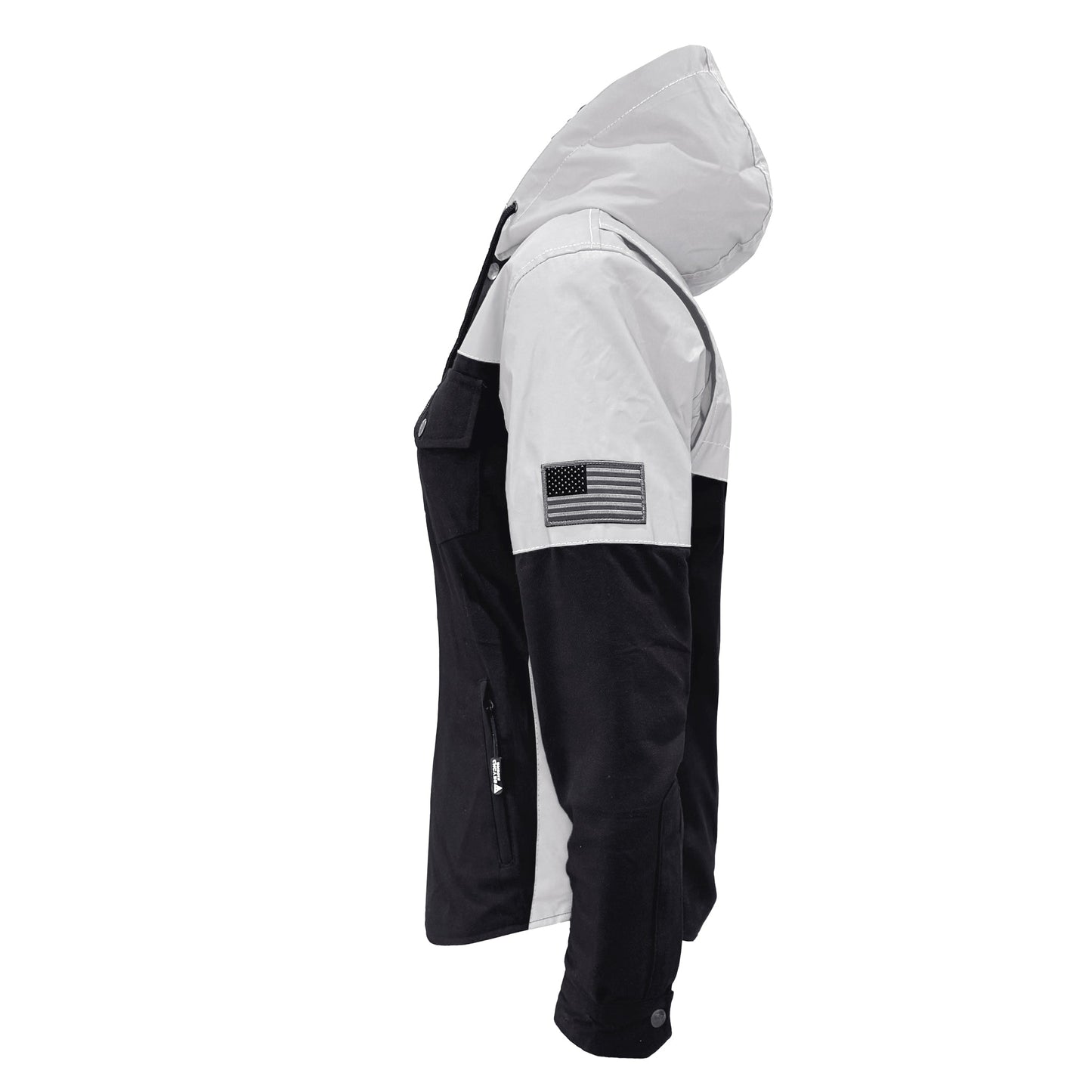 Protective Reflective Flannel Hoodie "Alloy Eclipse" For Women - Black and Silver