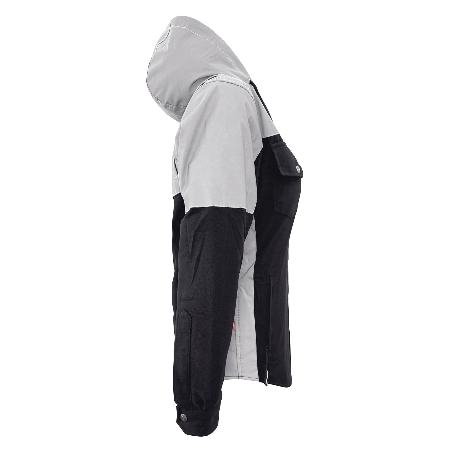 Protective Reflective Flannel Hoodie "Alloy Eclipse" For Women - Black and Silver