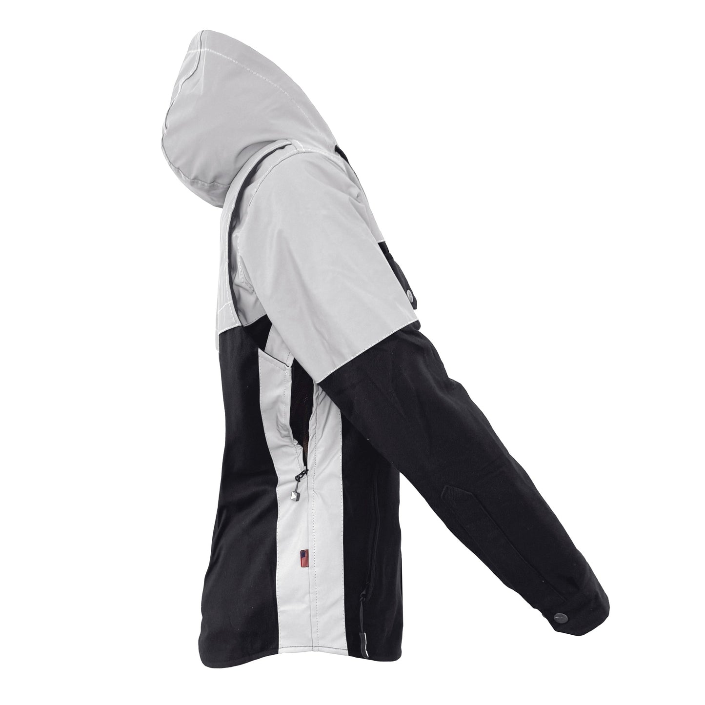Protective Reflective Flannel Hoodie "Alloy Eclipse" For Women - Black and Silver