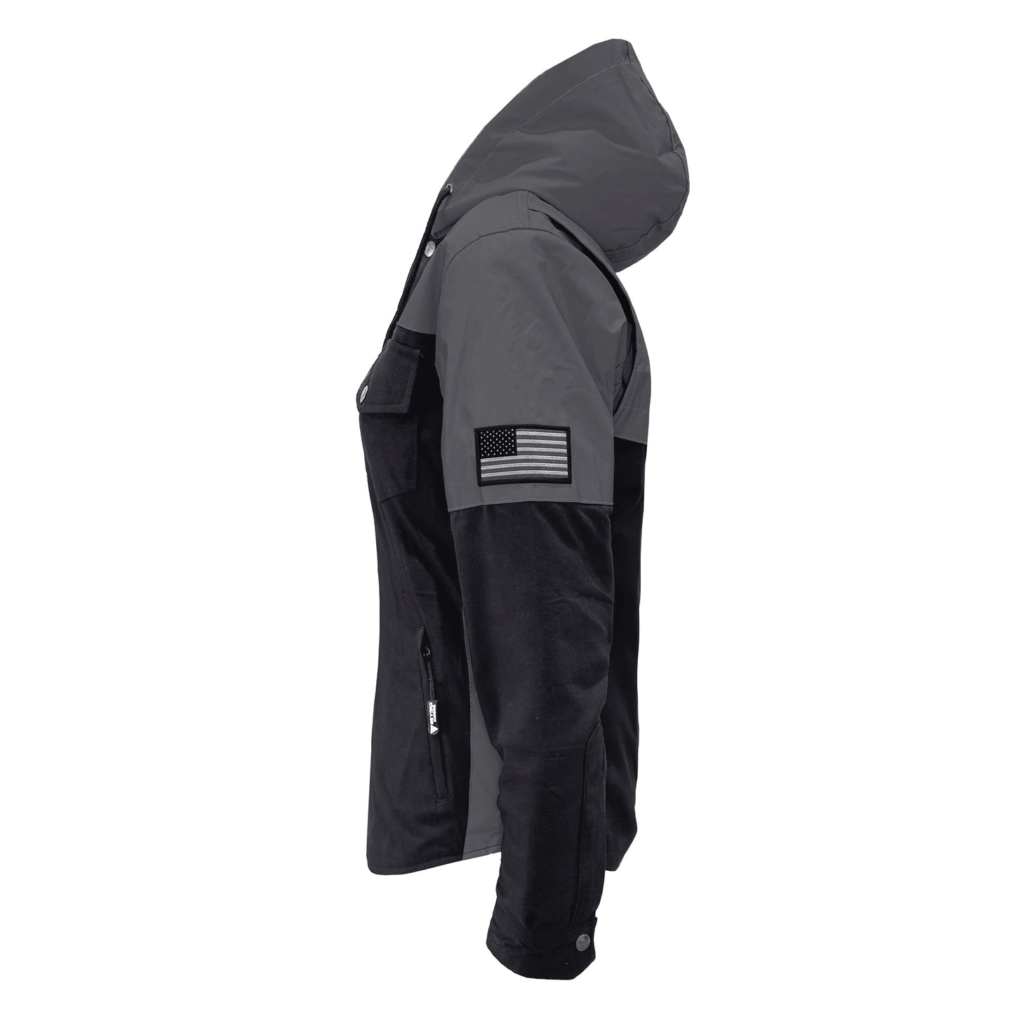 Protective Reflective Flannel Hoodie "Nightfall Nebula" For Women - Black