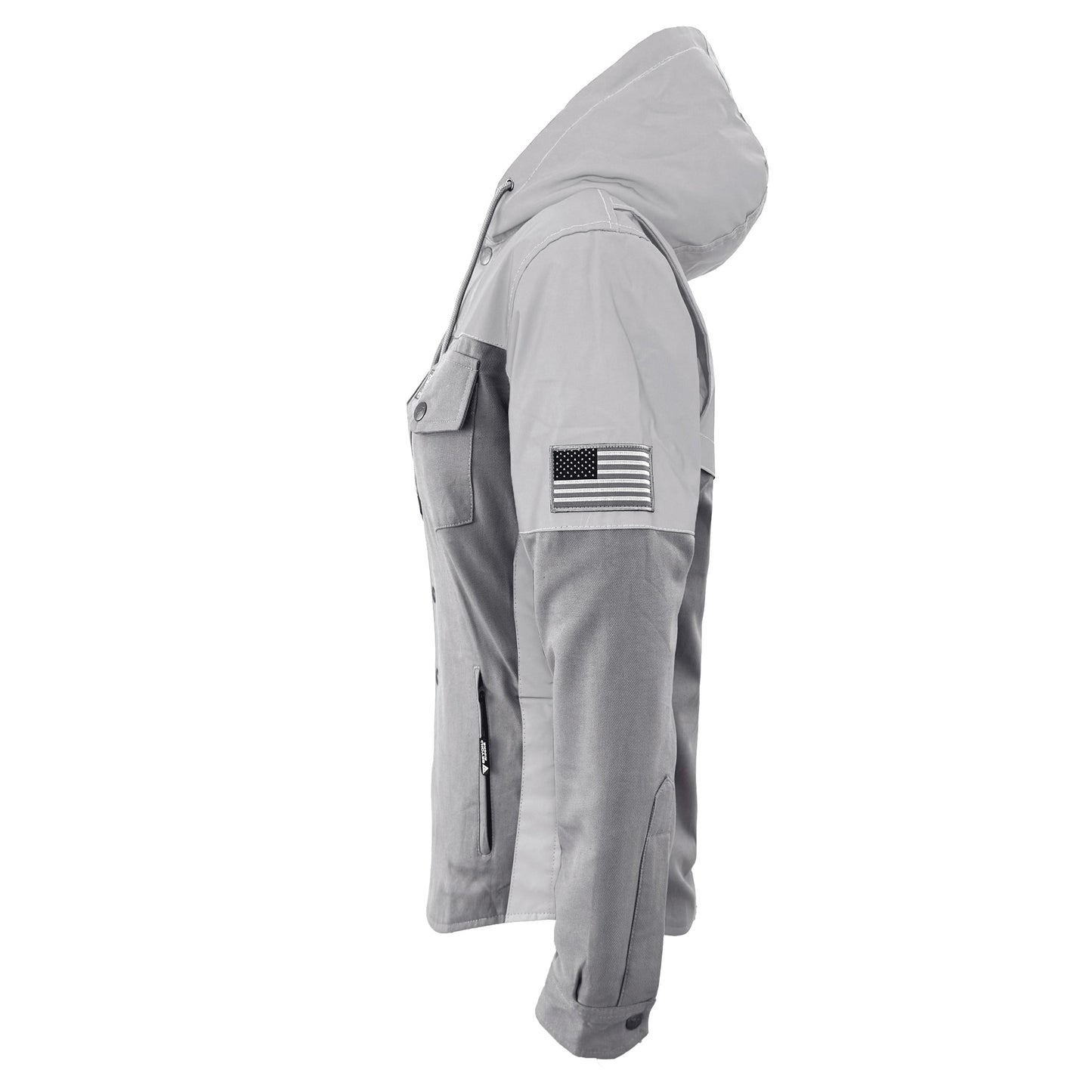 Protective Reflective Flannel Hoodie "Twilight Titanium" For Women - Grey and Silver