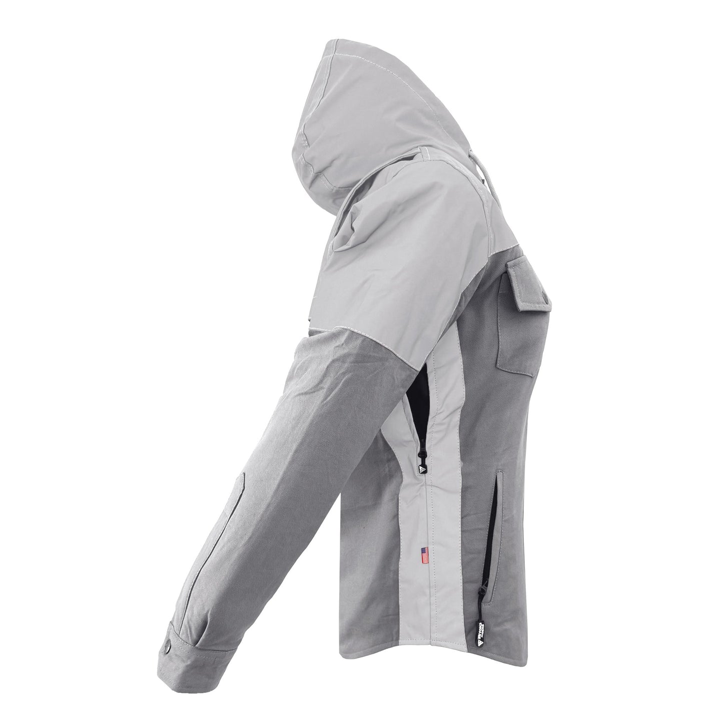 Protective Reflective Flannel Hoodie "Twilight Titanium" For Women - Grey and Silver
