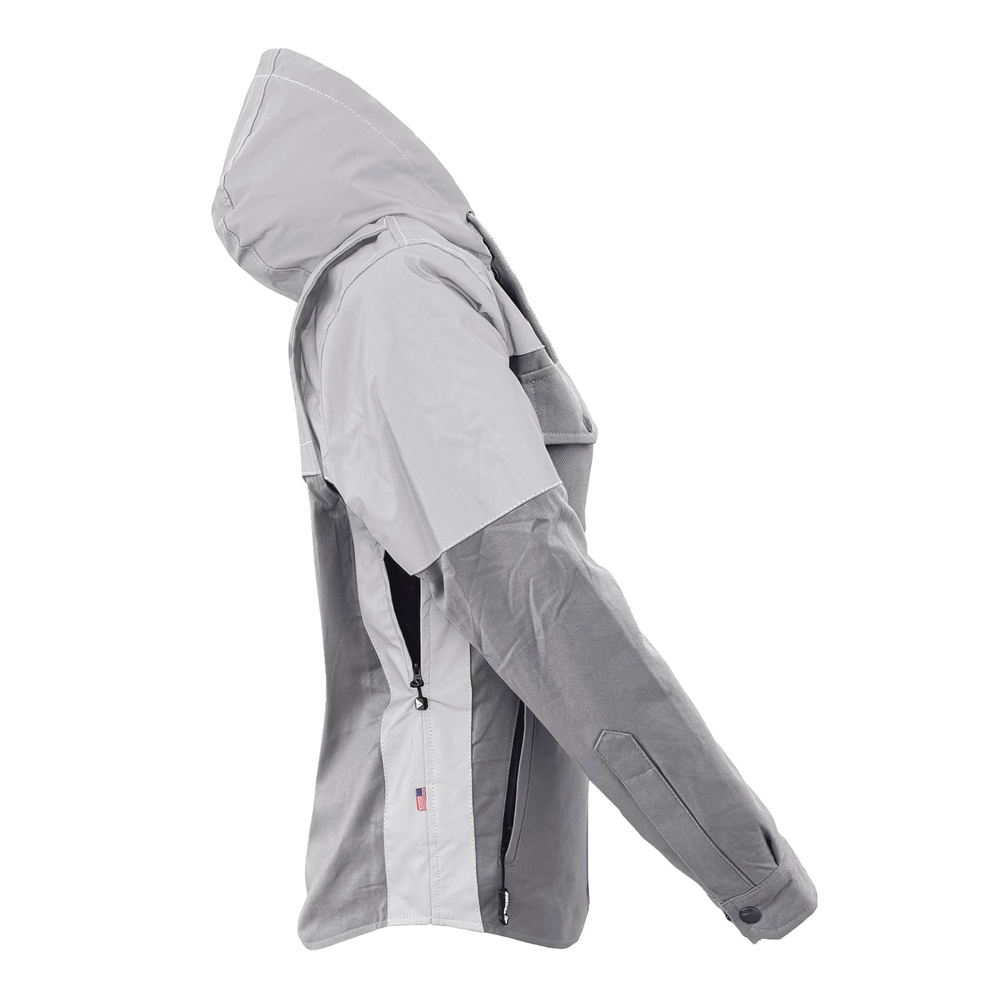 Protective Reflective Flannel Hoodie "Twilight Titanium" For Women - Grey and Silver