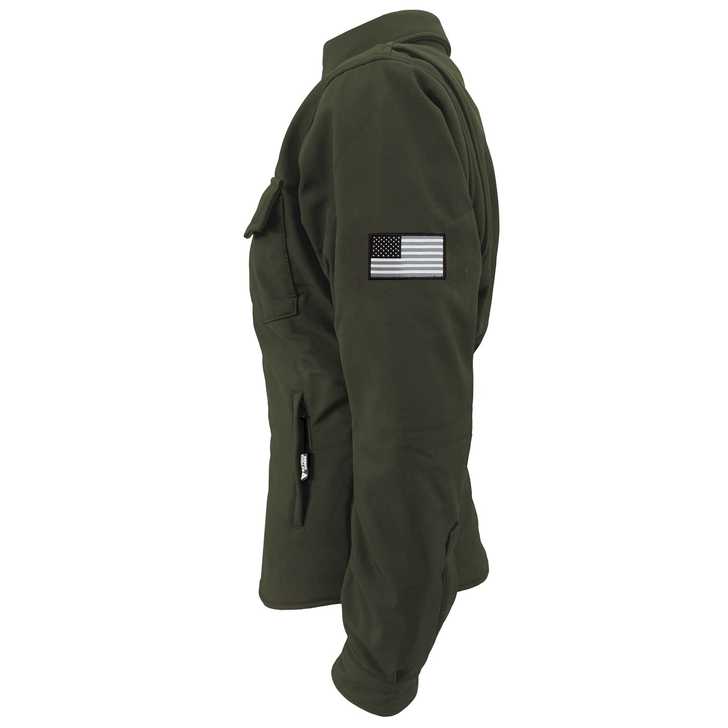 Protective SoftShell Winter Jacket for Women - Army Green Matte with Pads