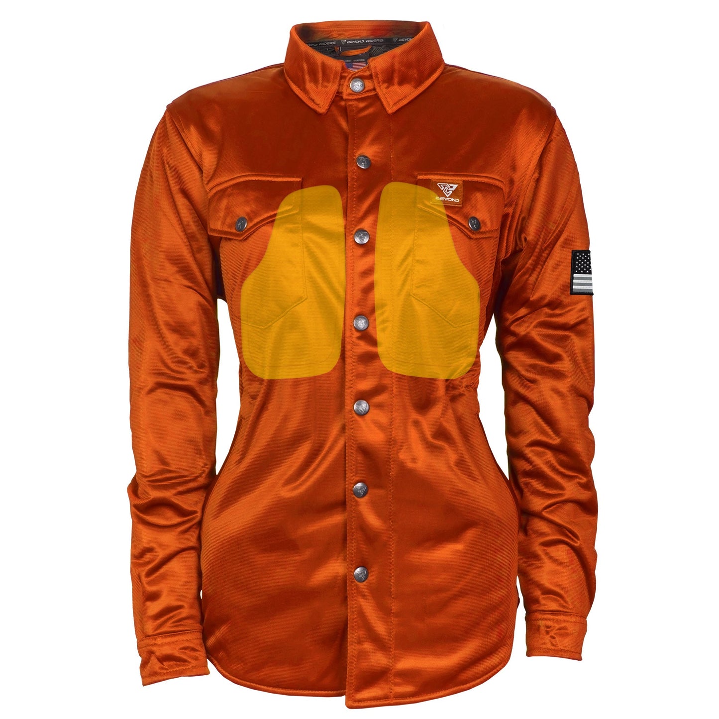 Ultra Protective Shirt for Women - Orange Solid with Pads