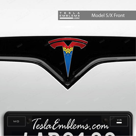 Wonder Woman Tesla Emblem Decals (Front + Back) | Model X