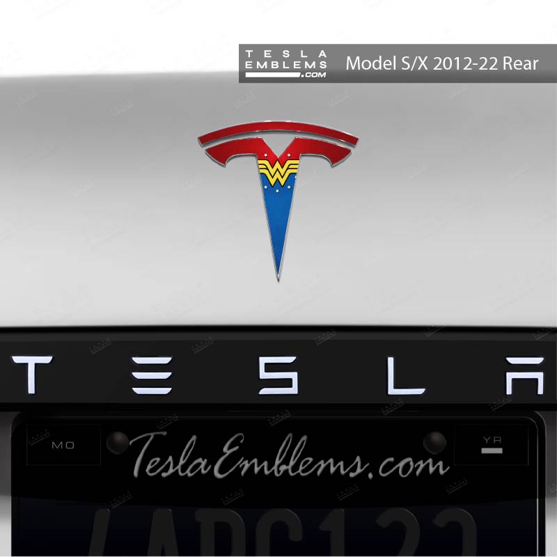 Wonder Woman Tesla Emblem Decals (Front + Back) | Model X