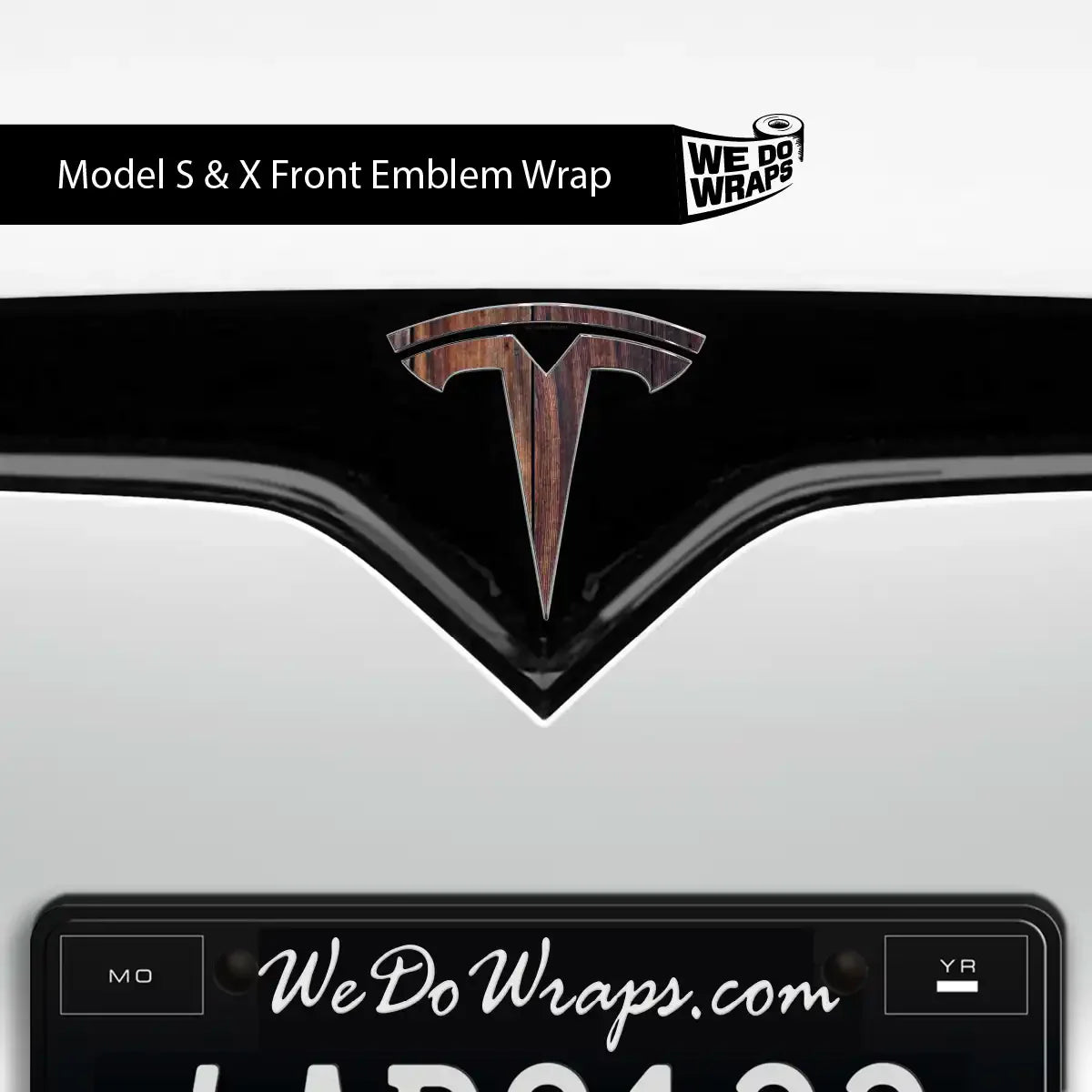 Wood Grain Tesla Emblem Decals (Front + Back) | Model S