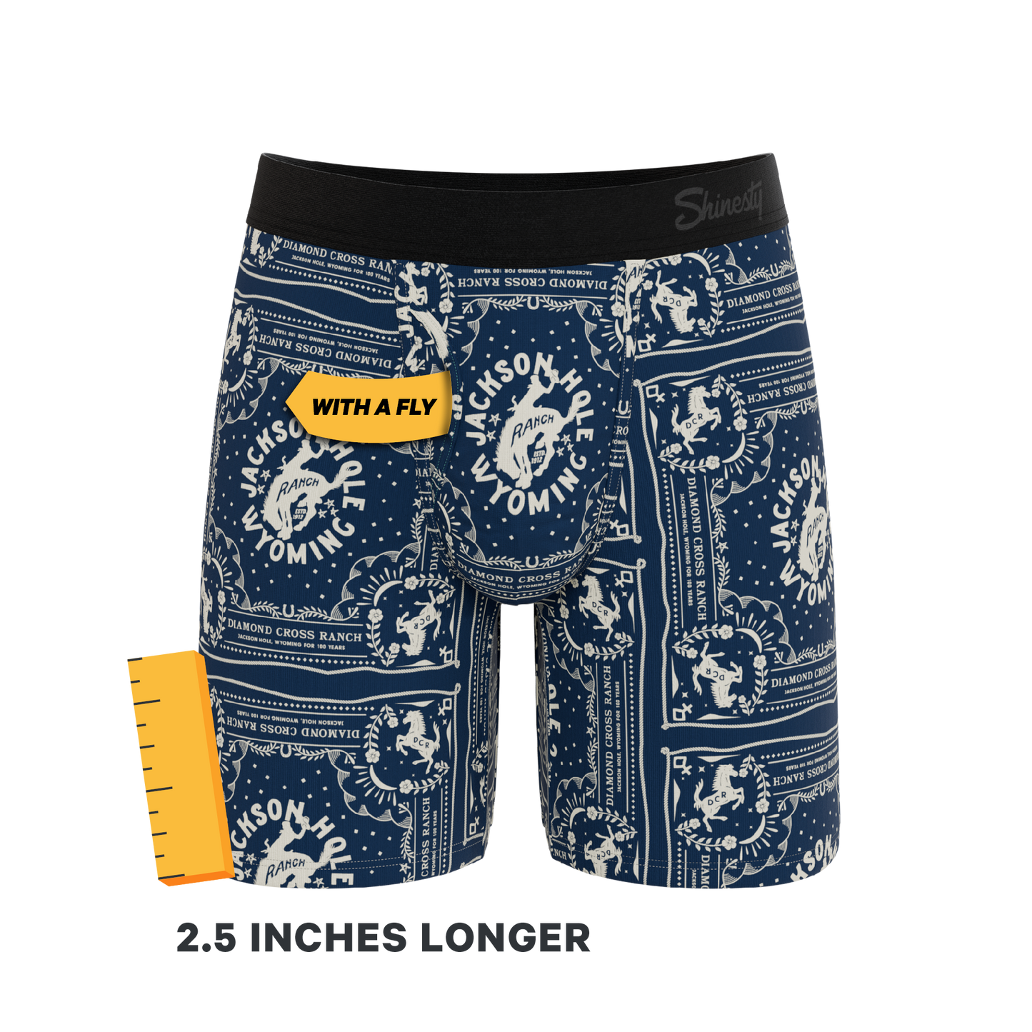 The Wrangle 'Em | Blue Bandana Shinesty x Diamond Cross Ranch Long Leg Ball Hammock® Pouch Underwear With Fly