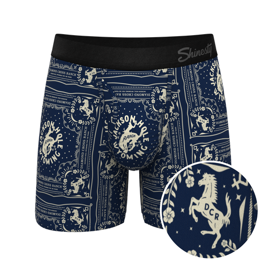 The Wrangle 'Em | Blue Bandana Shinesty x Diamond Cross Ranch Ball Hammock® Pouch Underwear With Fly
