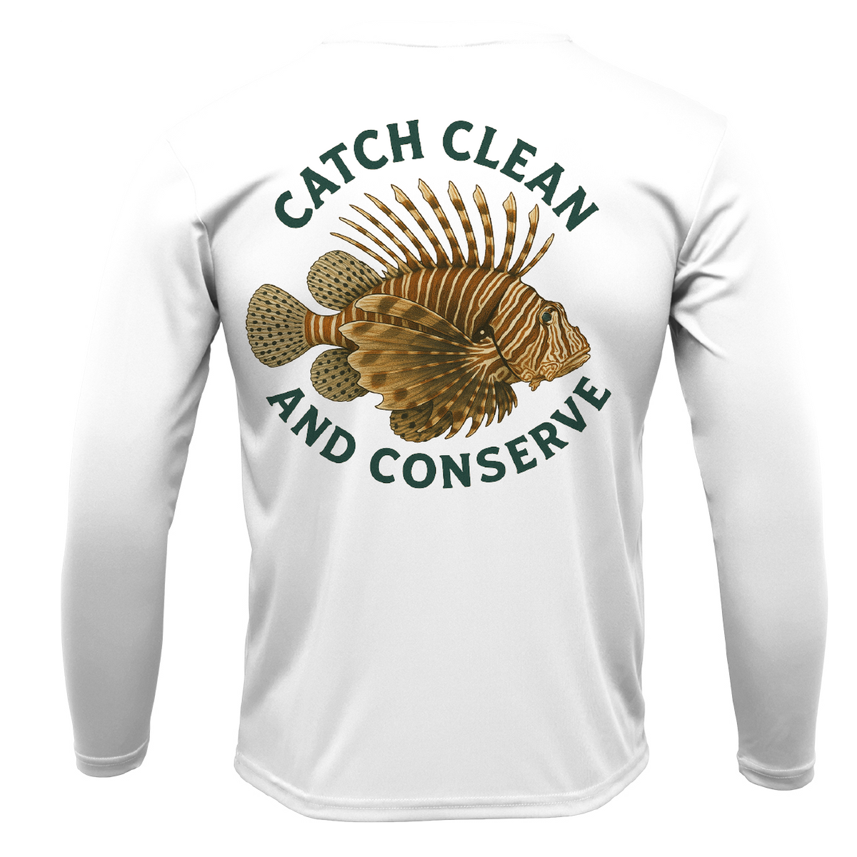 Key West, FL "Catch Clean Conserve" Lionfish Men's Long Sleeve UPF 50+ Dry-Fit Shirt