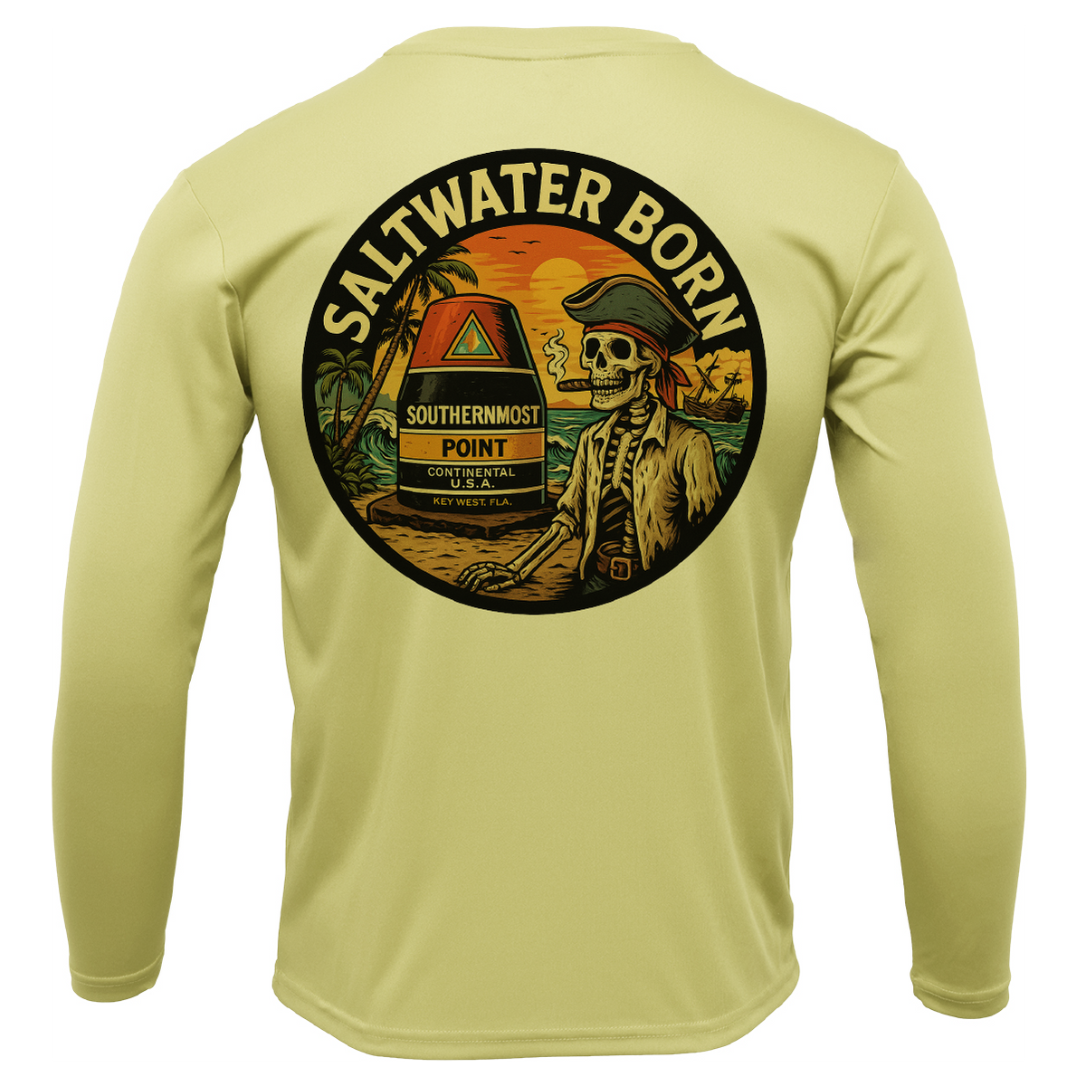 Key West, FL Pirate Men's Long Sleeve UPF 50+ Dry-Fit Shirt
