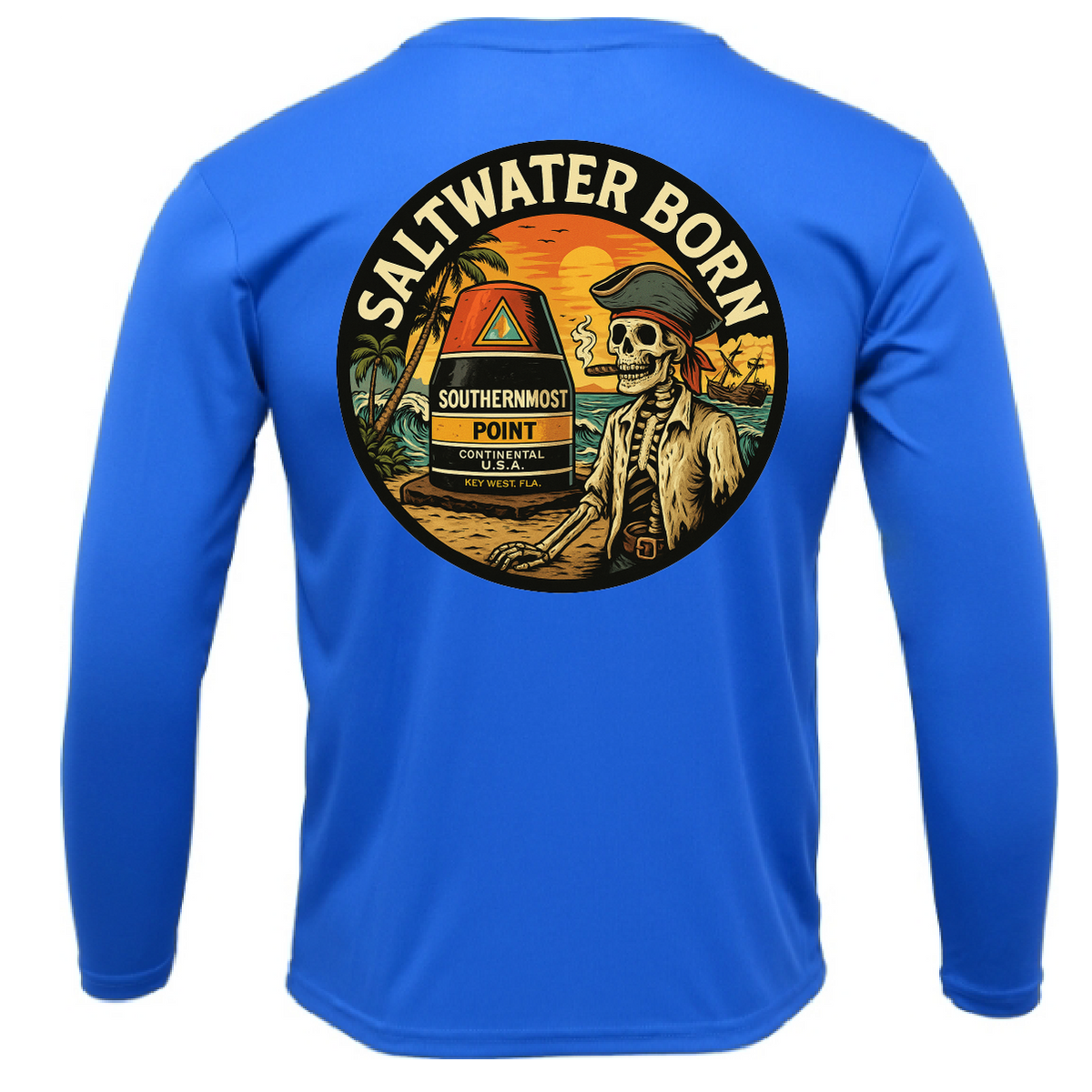 Key West, FL Pirate Men's Long Sleeve UPF 50+ Dry-Fit Shirt