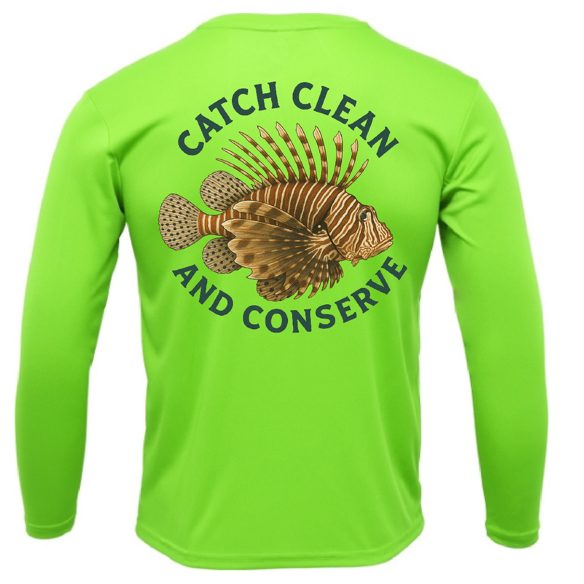 Key West, FL "Catch Clean Conserve" Lionfish Men's Long Sleeve UPF 50+ Dry-Fit Shirt