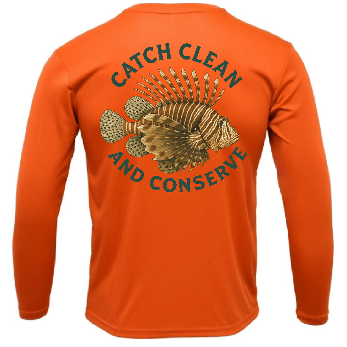 Key West, FL "Catch Clean Conserve" Lionfish Men's Long Sleeve UPF 50+ Dry-Fit Shirt